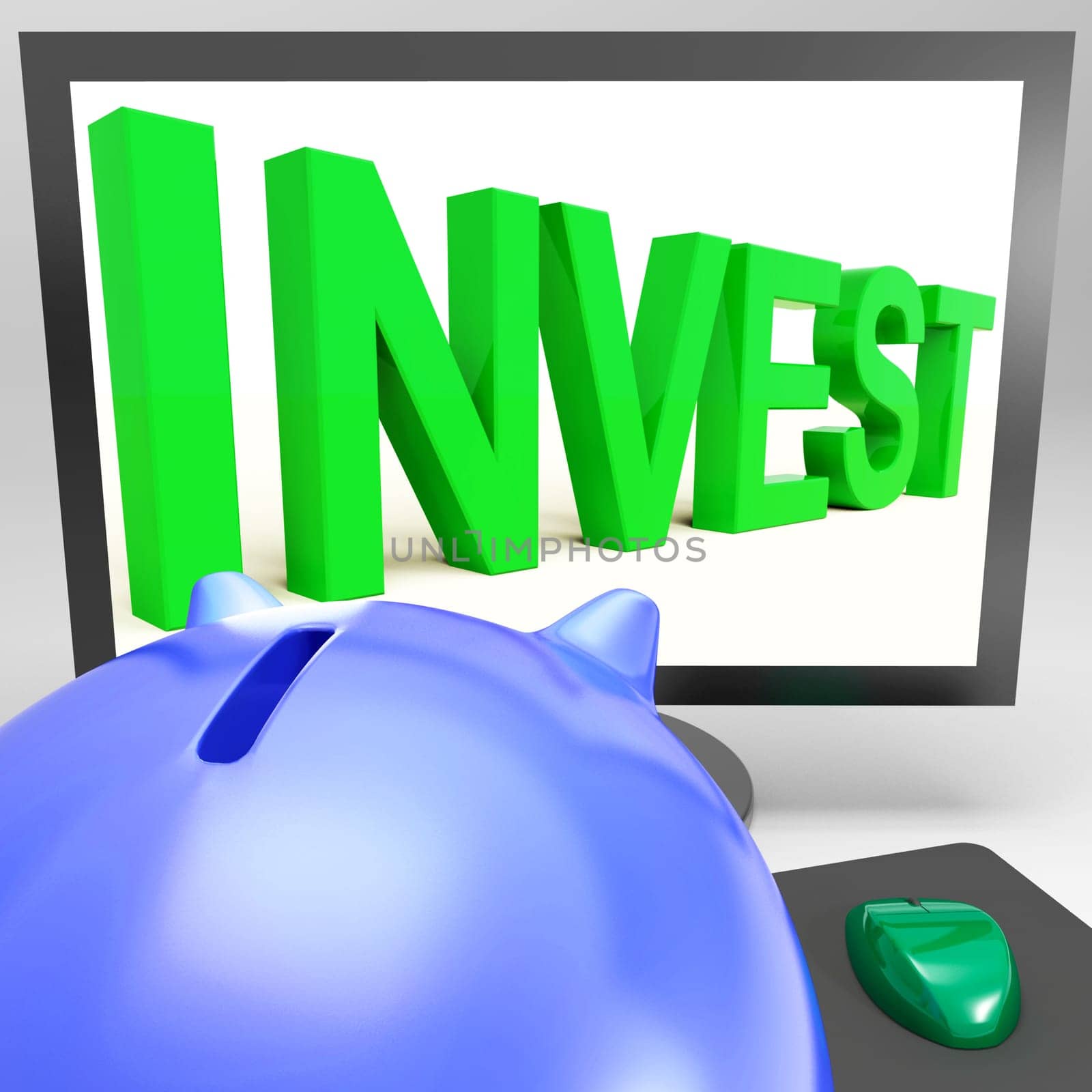 Invest On Monitor Shows Wealth Growth And Monetary Increase