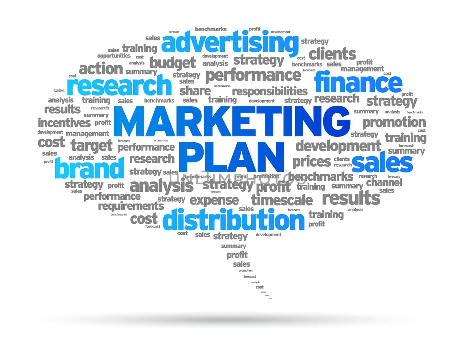 Marketing Plan speech bubble illustration on white background.