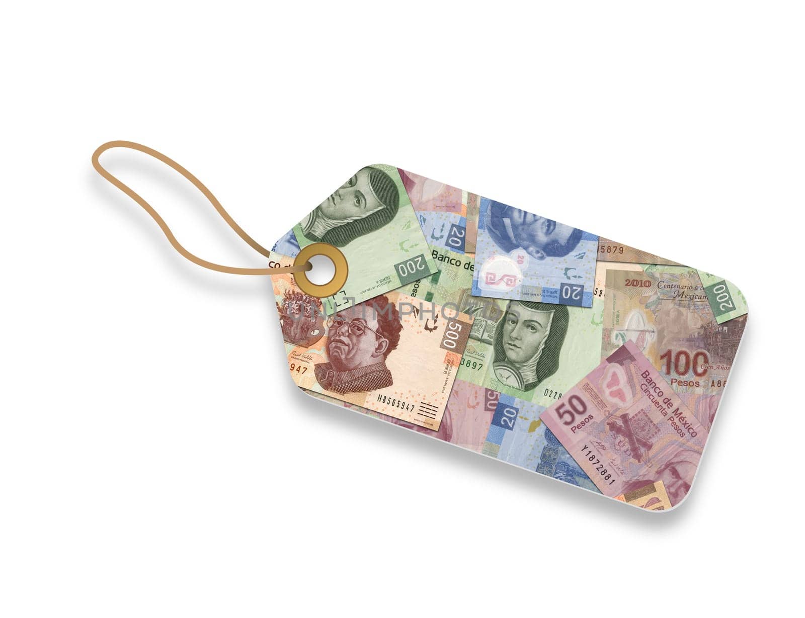Mexican Pesos Label illustration on white background.