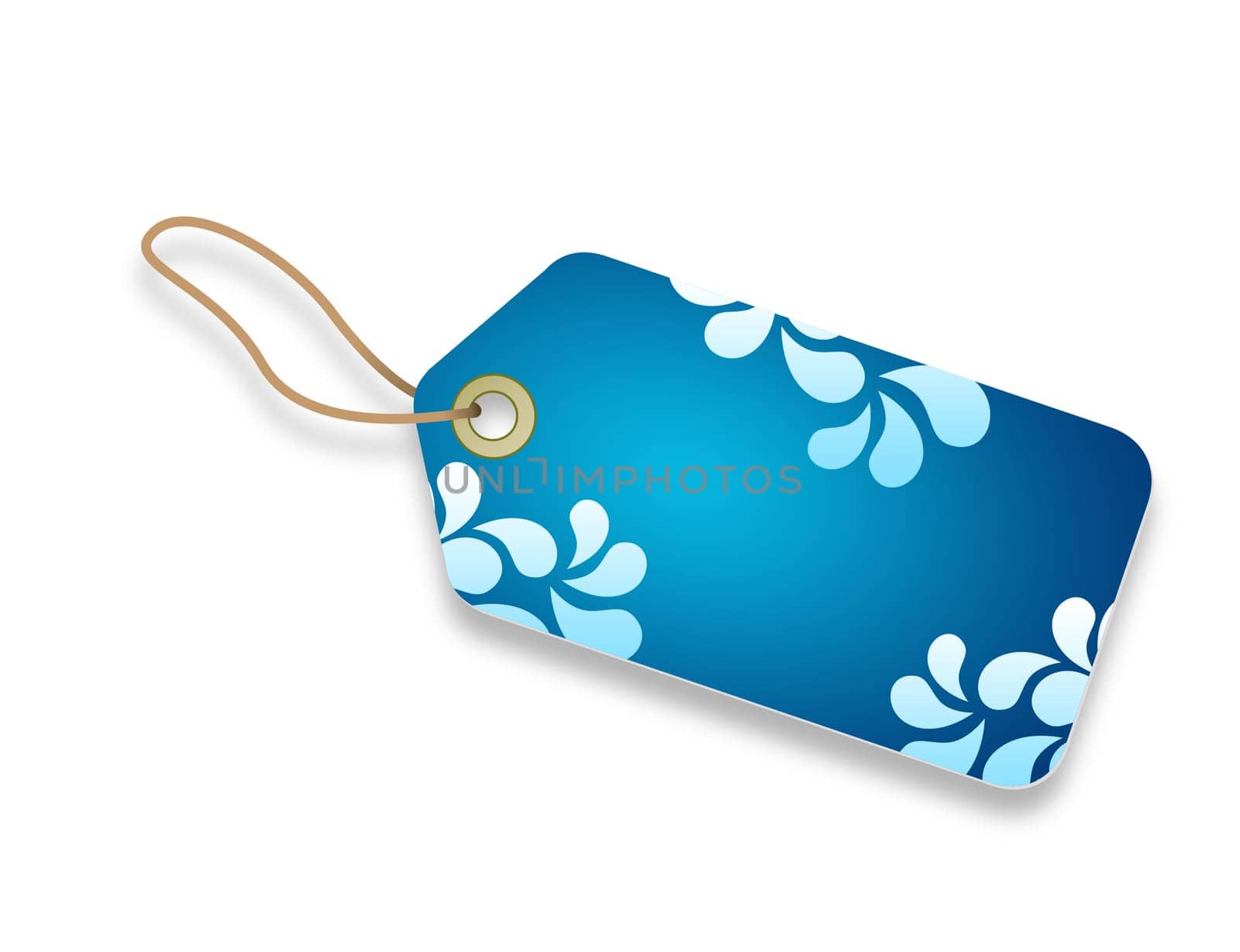 A Blue Price Tag with floral elements.