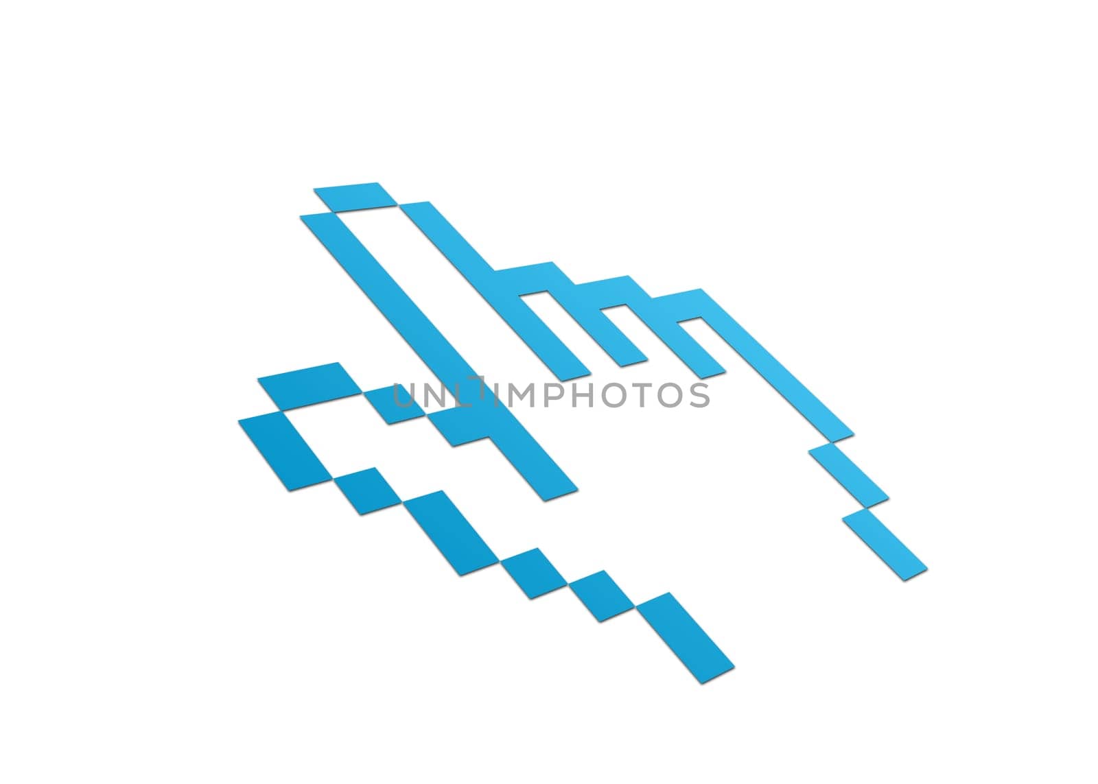 High resolution perspective graphic of a computer hand cursor.