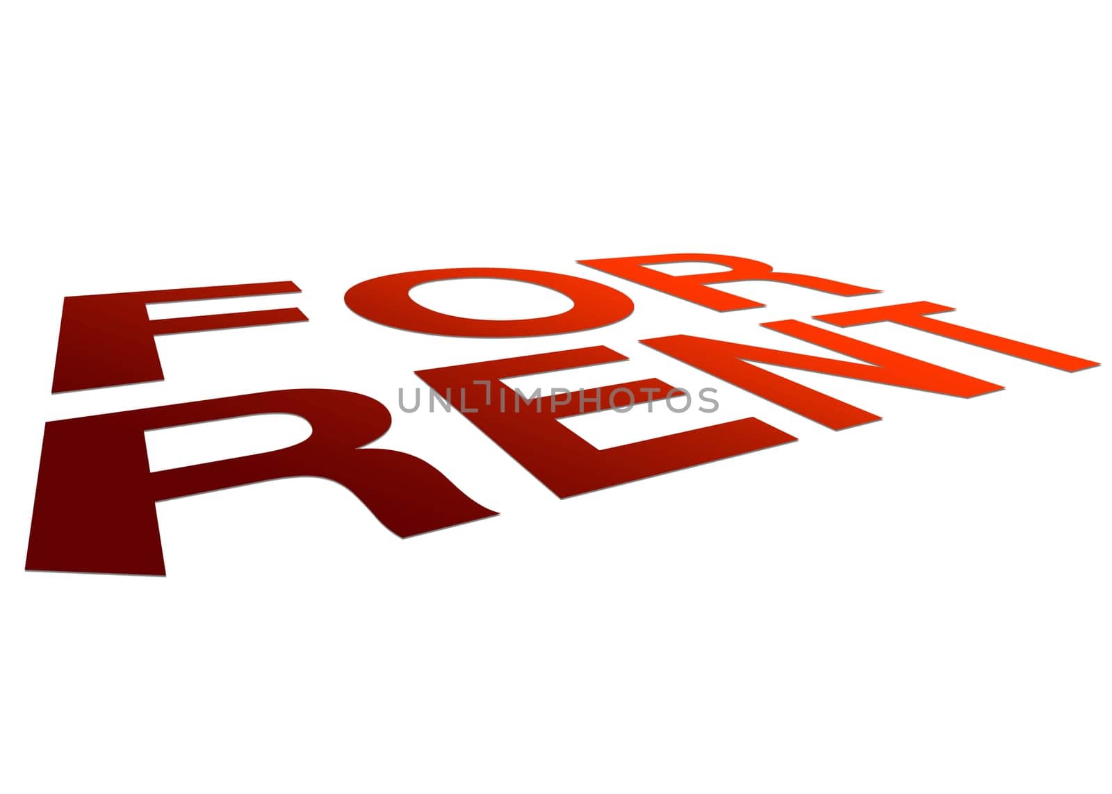 High resolution perspective graphic of a for rent sign.