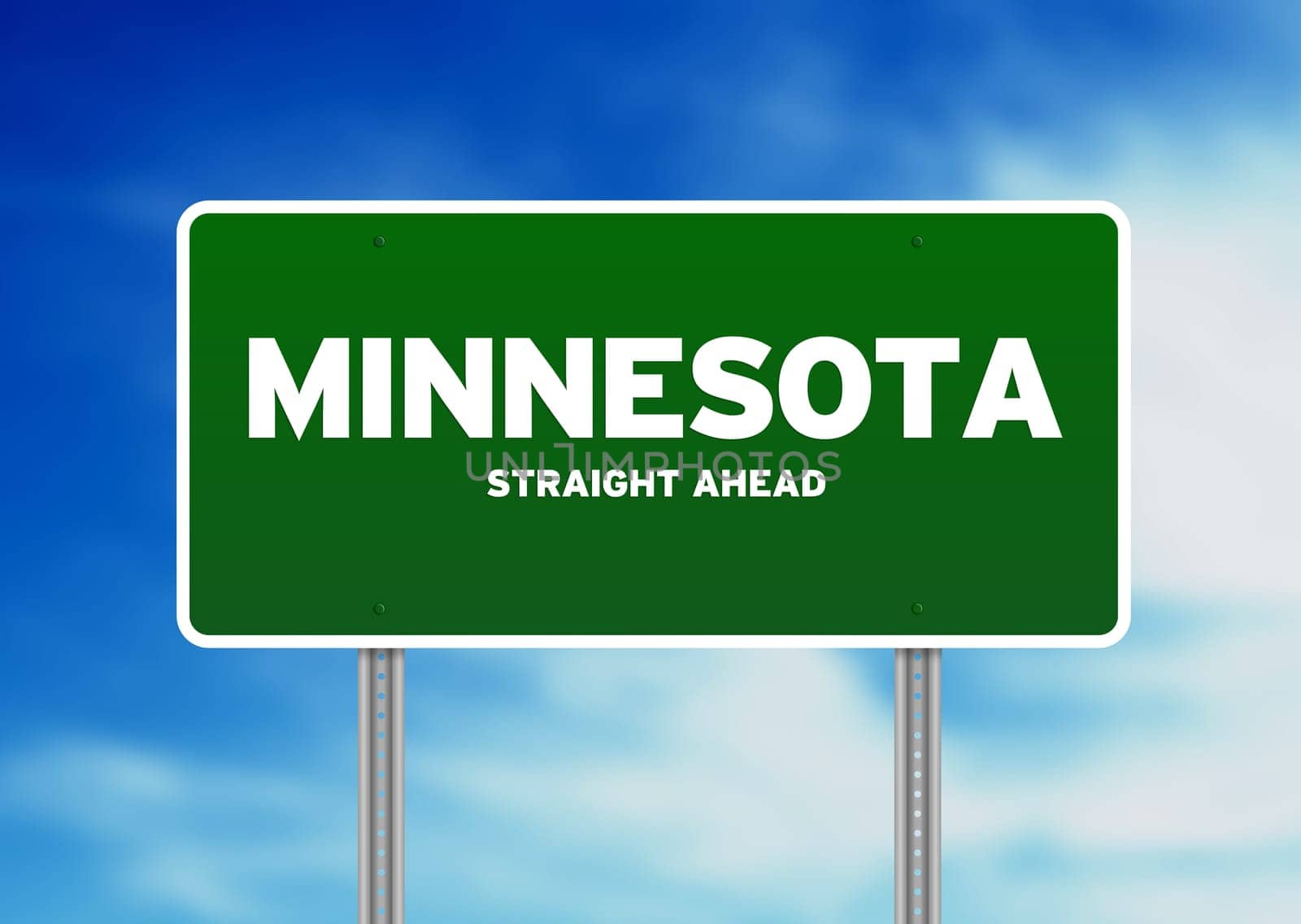 Green Minnesota, USA highway sign on Cloud Background.