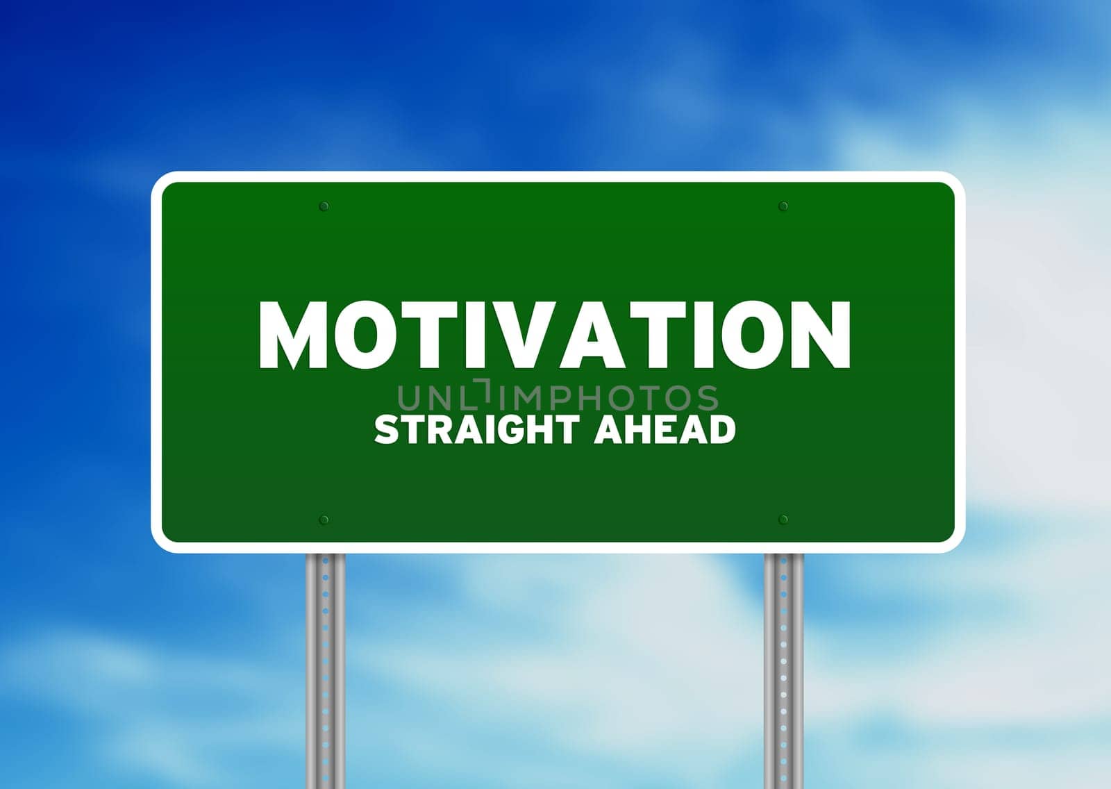 High resolution graphic of Motivation Street Sign on Cloud Background.