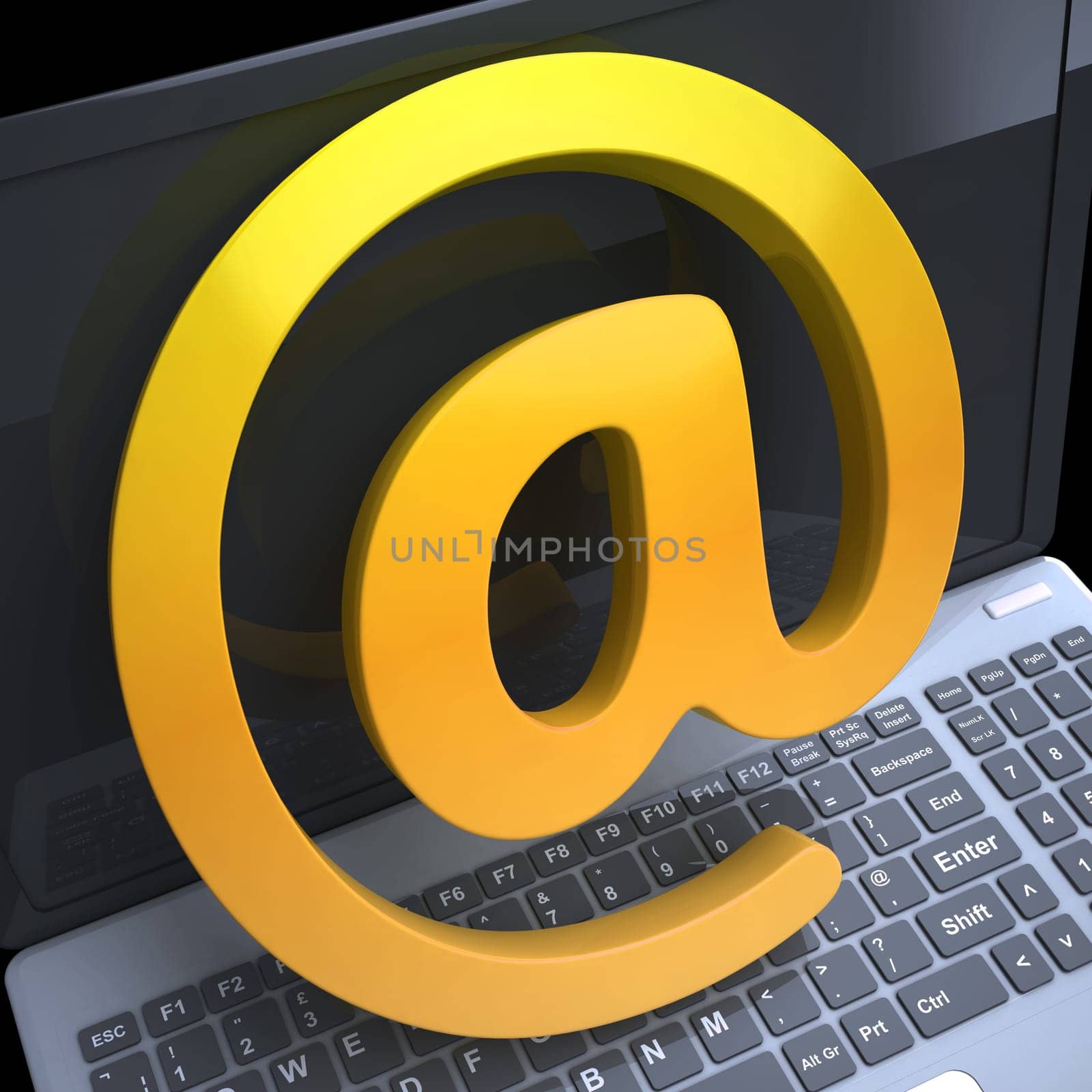 Keyboard At Sign Showing Email Correspondence on Web