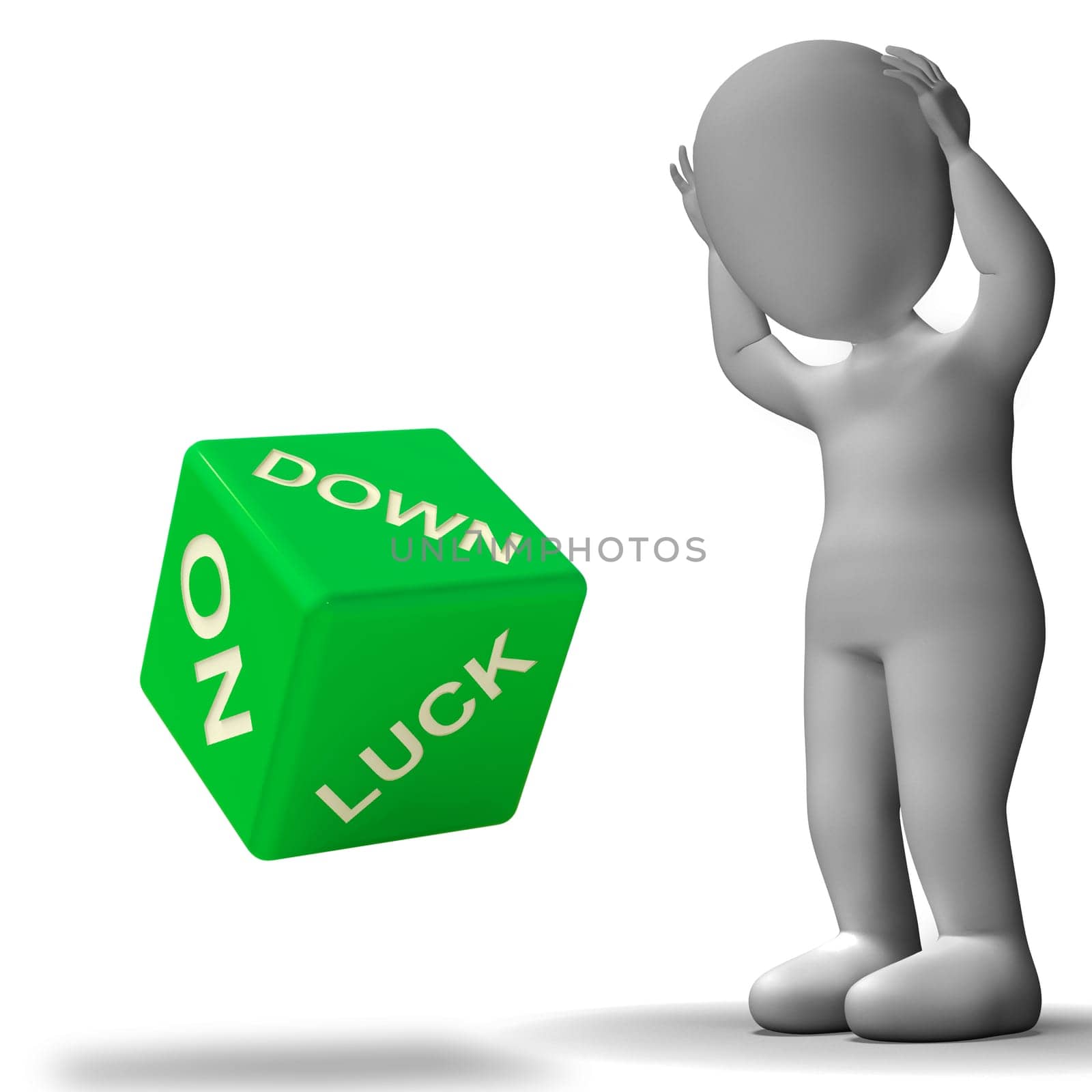Down On Luck Dice Means Failure And Losing