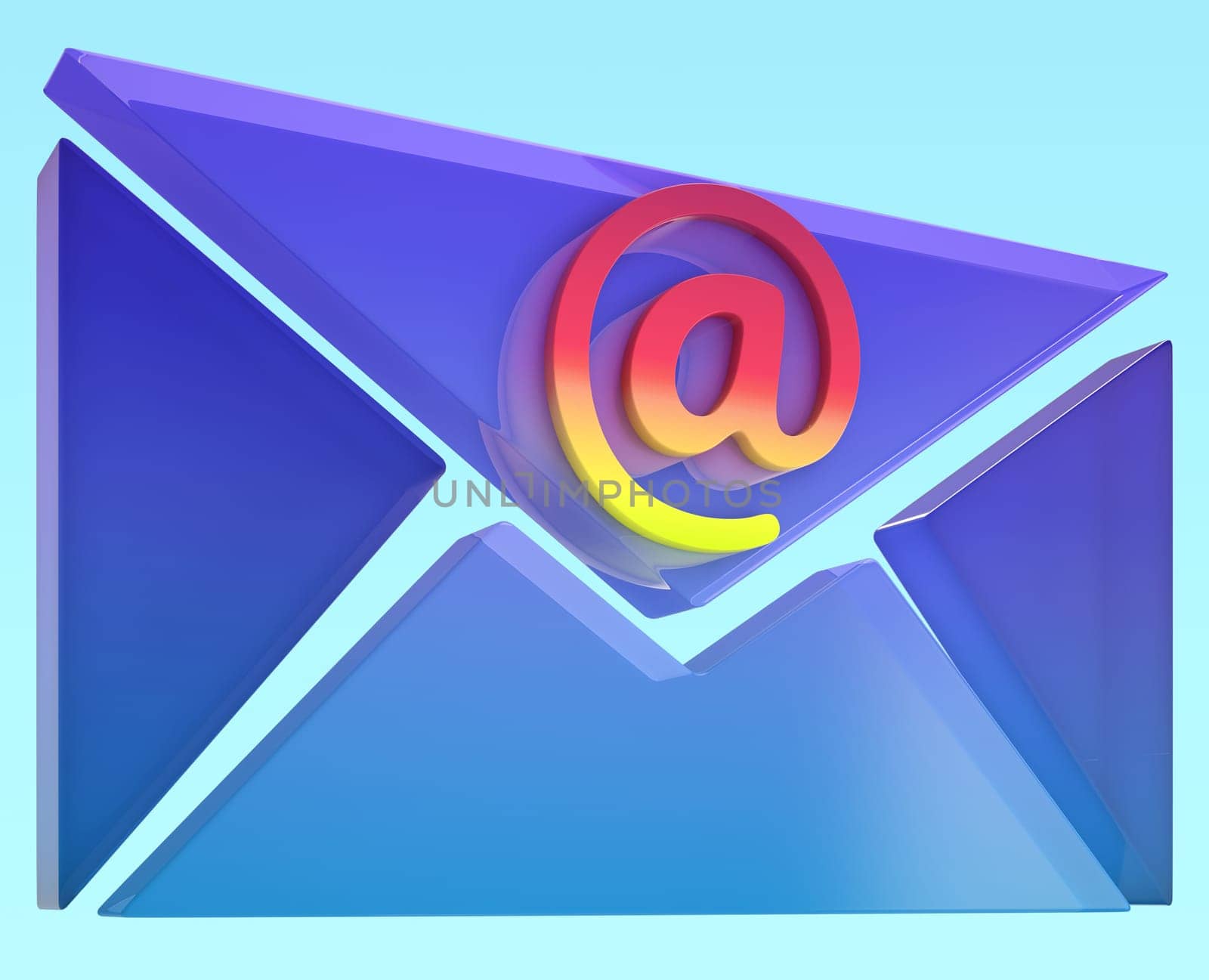 Envelope At Sign Showing Online Mailing Communication