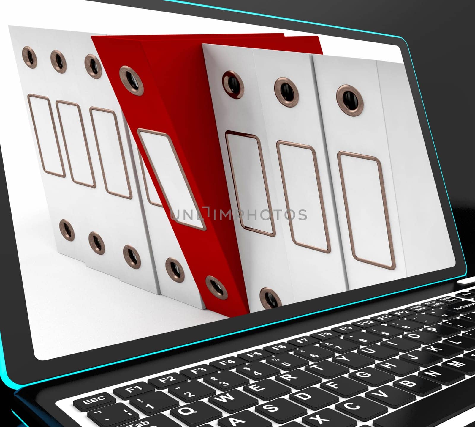 Red File On Laptop Shows Files Arranging And Administration