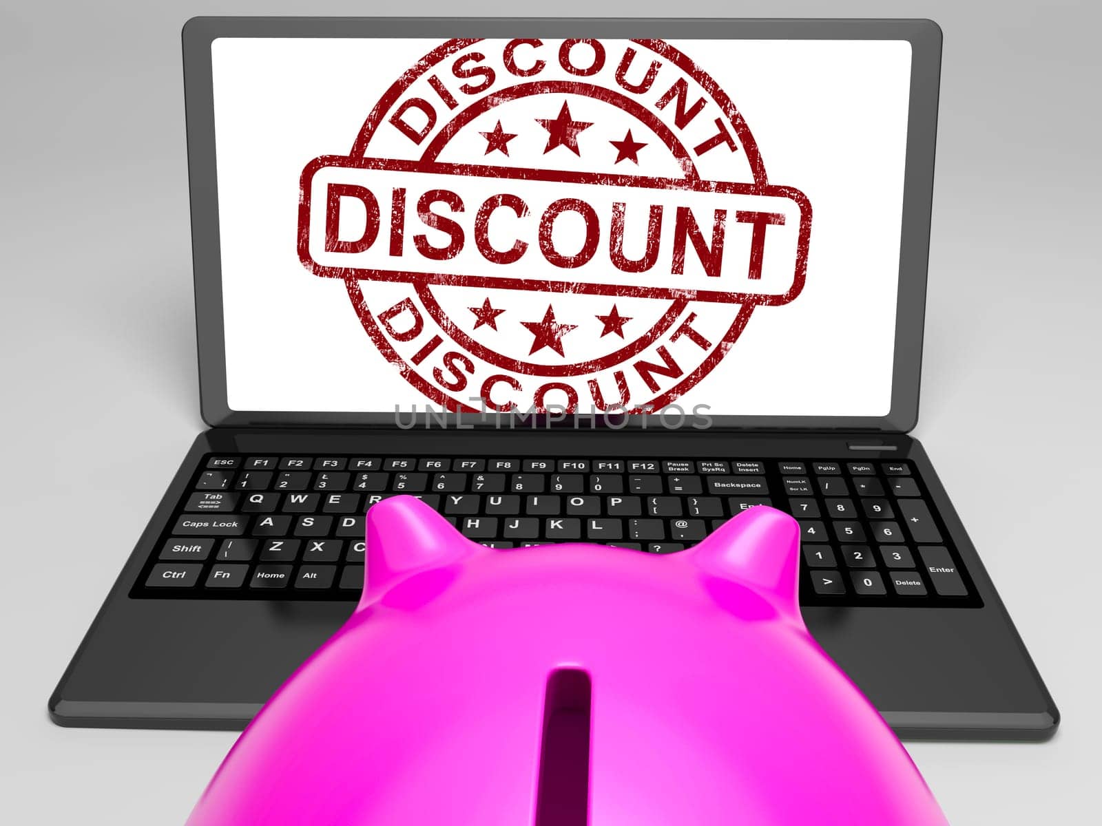 Discount Stamp On Laptop Shows Special Sales And Promotions