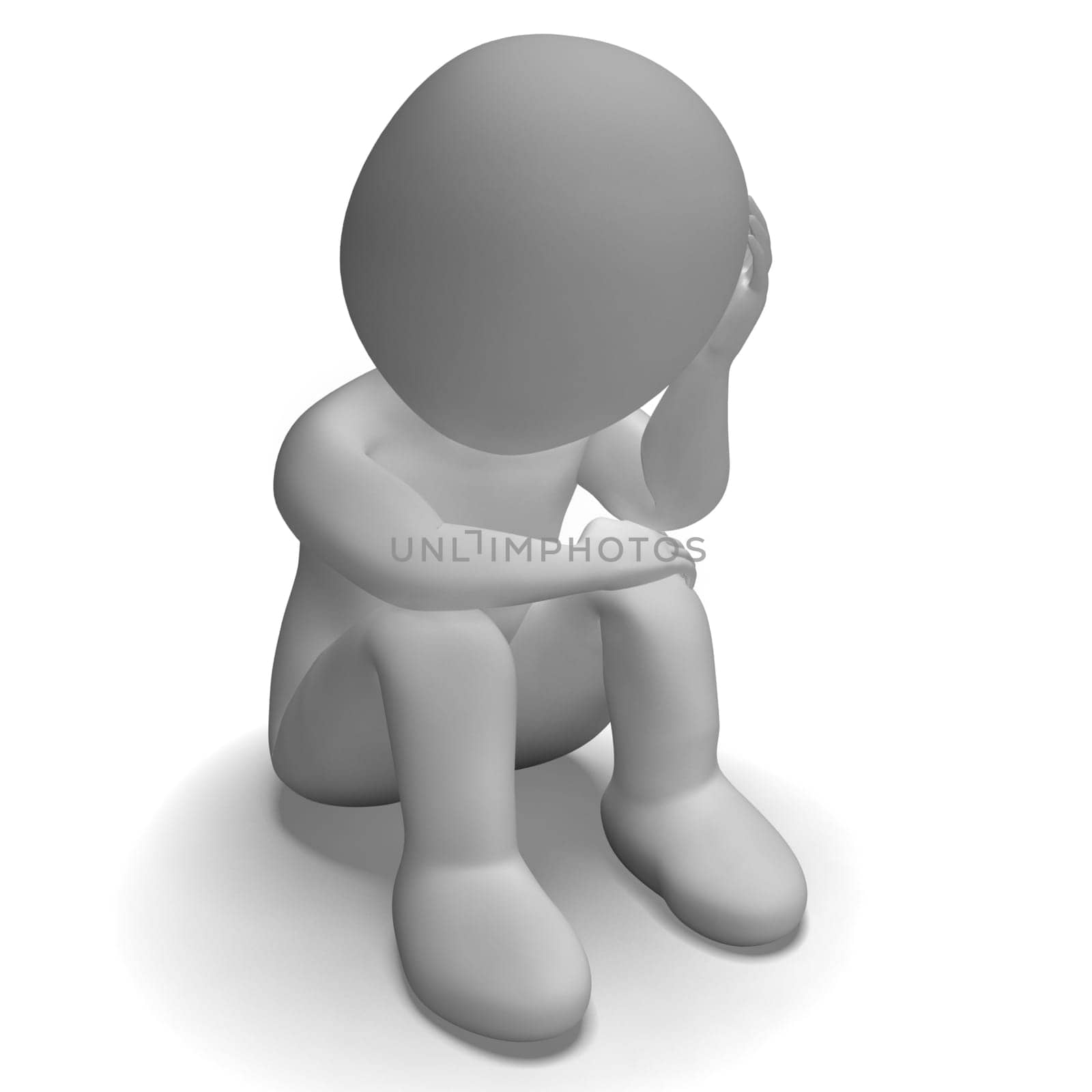 Sad And Unhappy 3d Character Has Stress