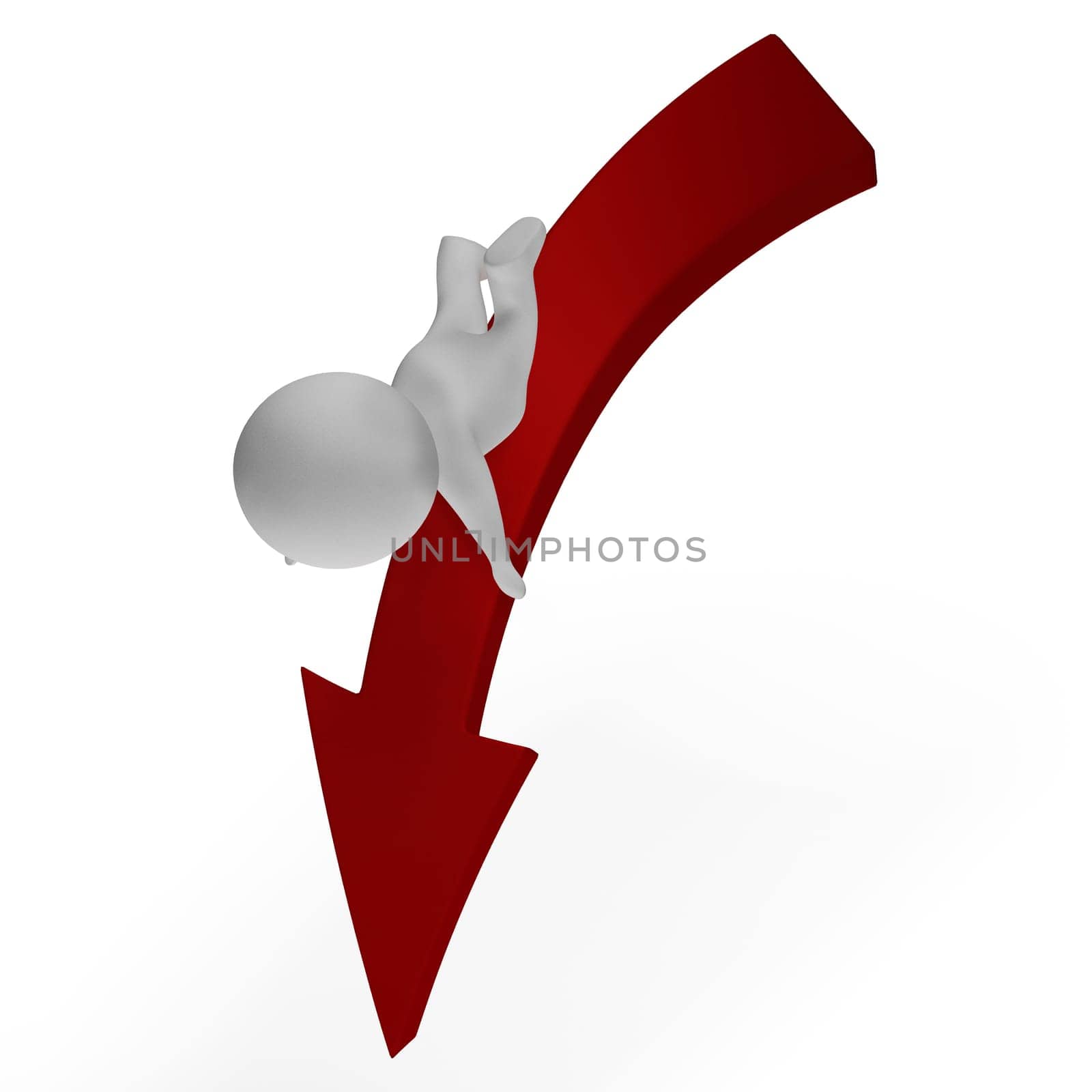 Falling 3d Character Shows Danger And Ruin