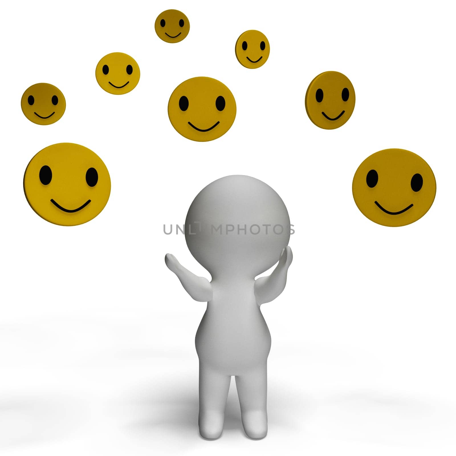 Smileys Smiling And 3d Character Showing Happiness