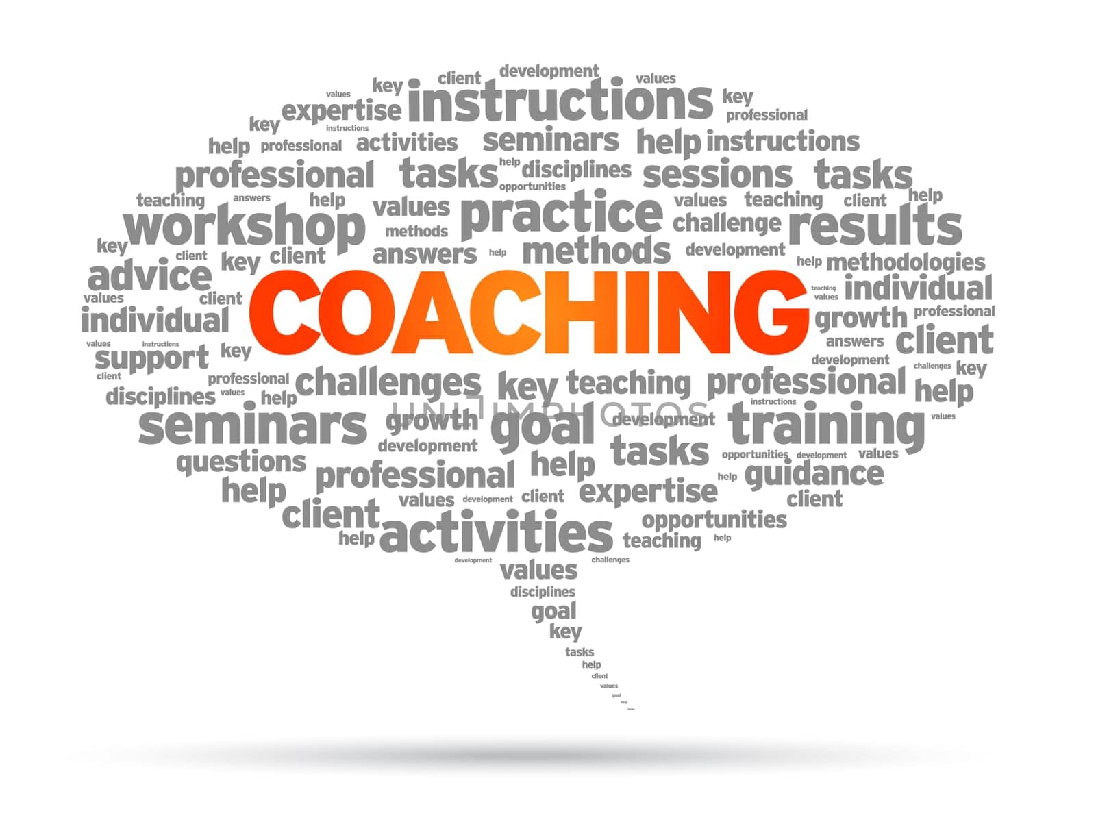 Coaching word speech bubble illustration on white background.