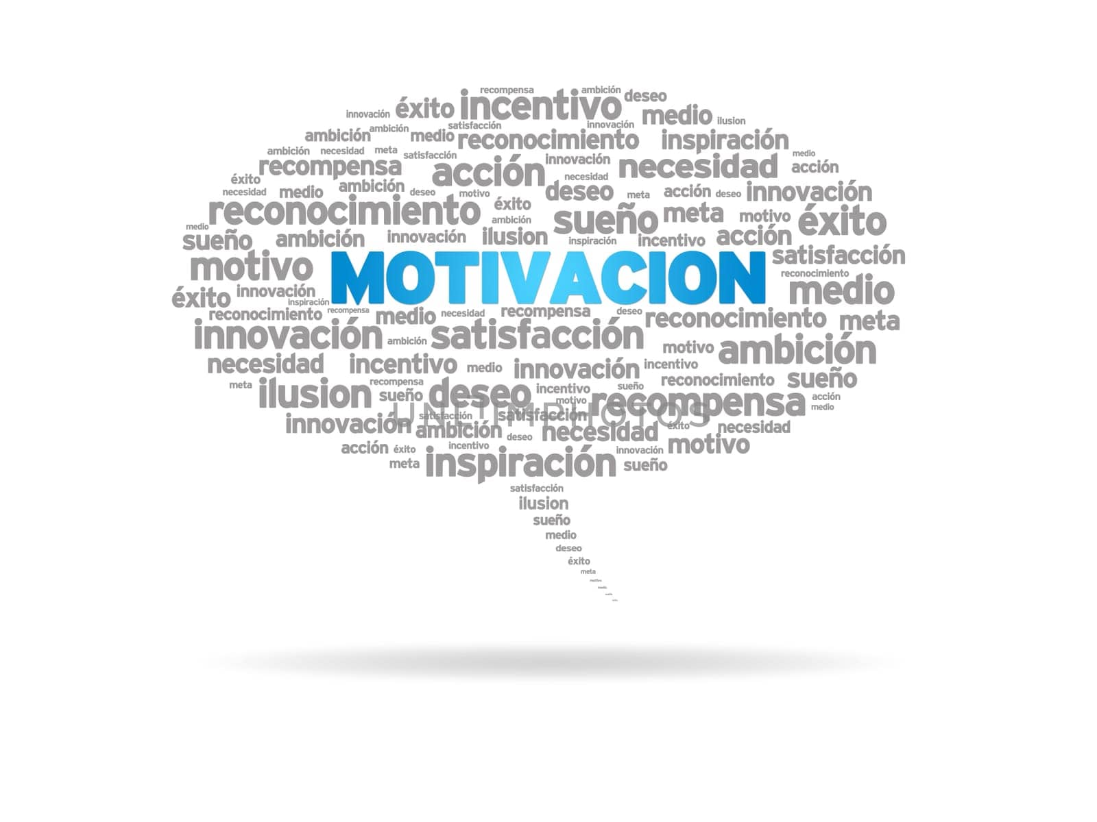 Speech bubble with the word motivación on white background.