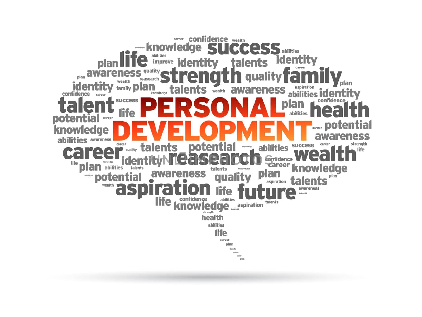 Personal Development word speech bubble on white background.