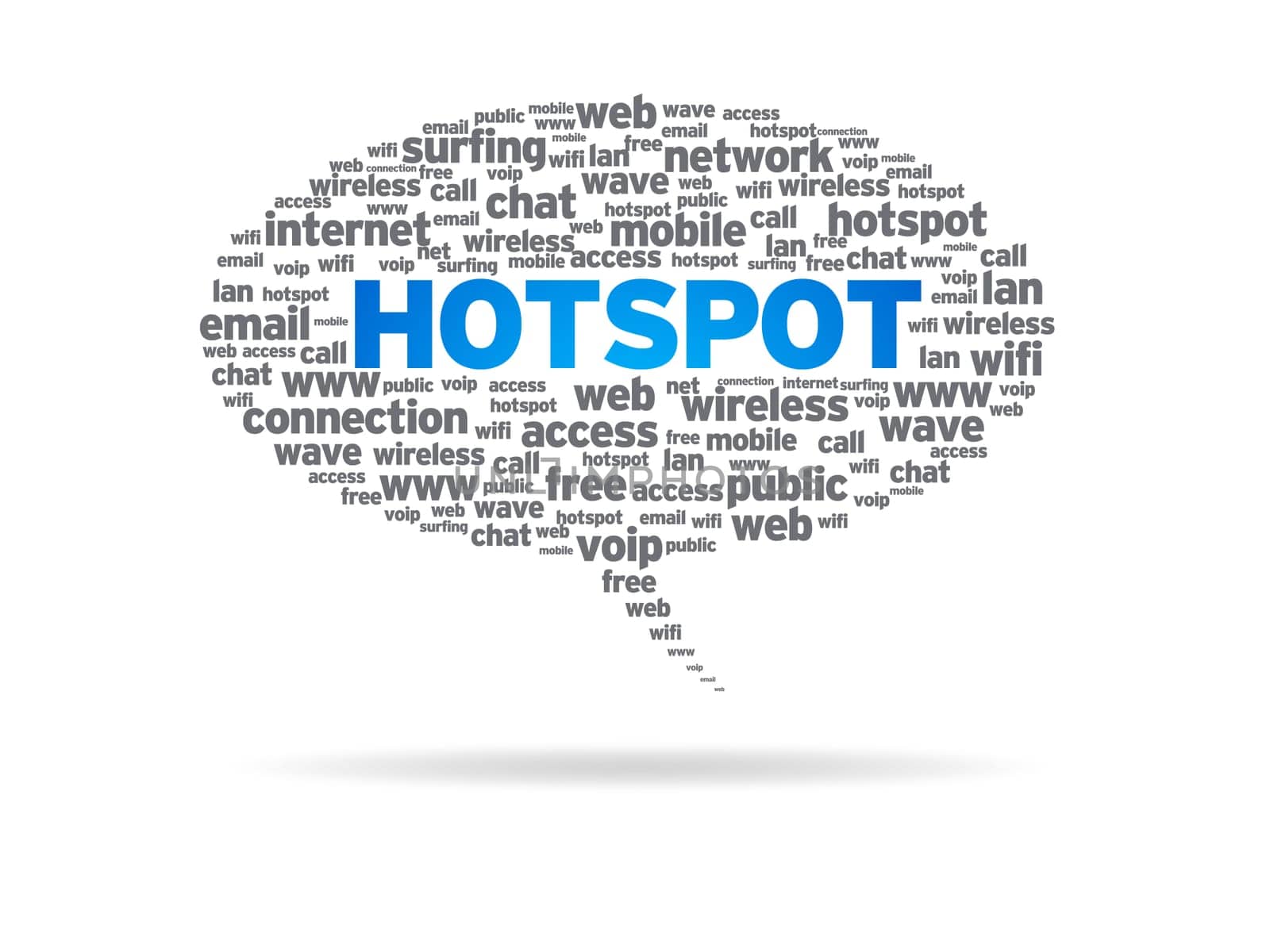Speech bubble with the word hotspot on white background.