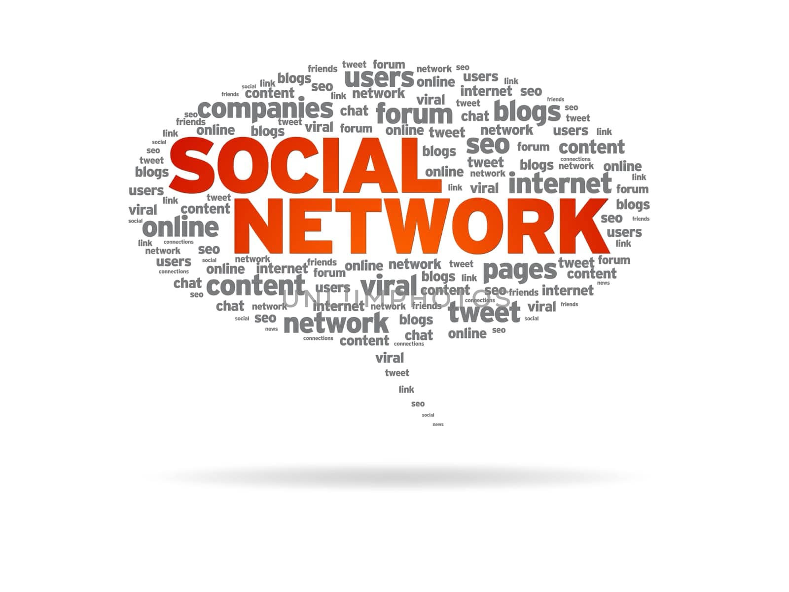 Speech bubble with the word Social Network on white background.