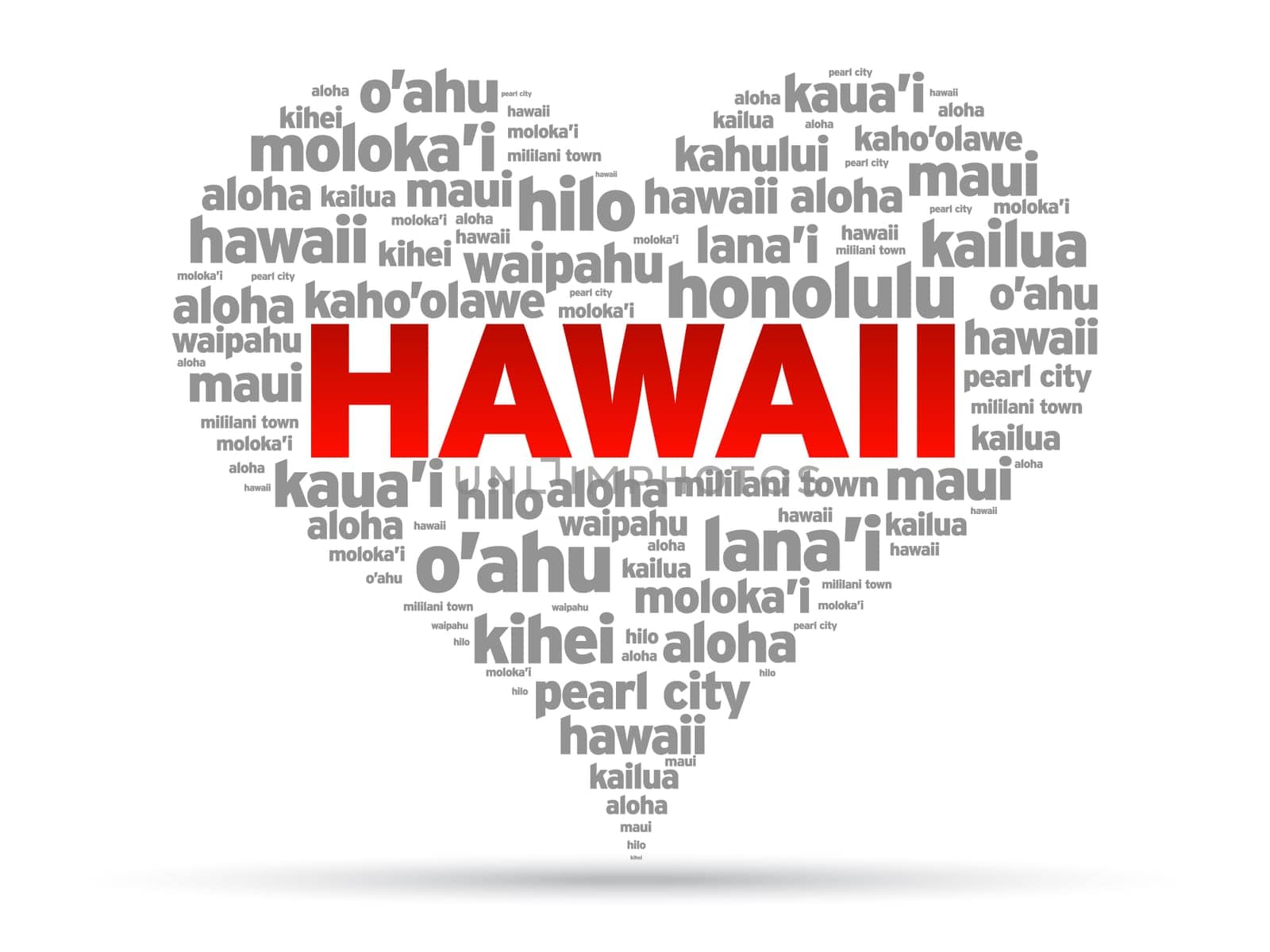 I Love Hawaii Illustration on white background.