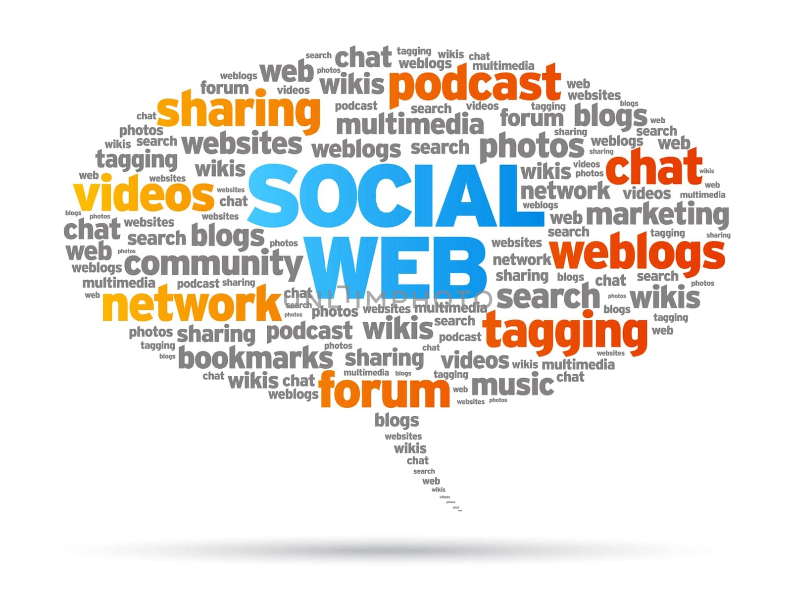 Social Web speech bubble illustration on white background.