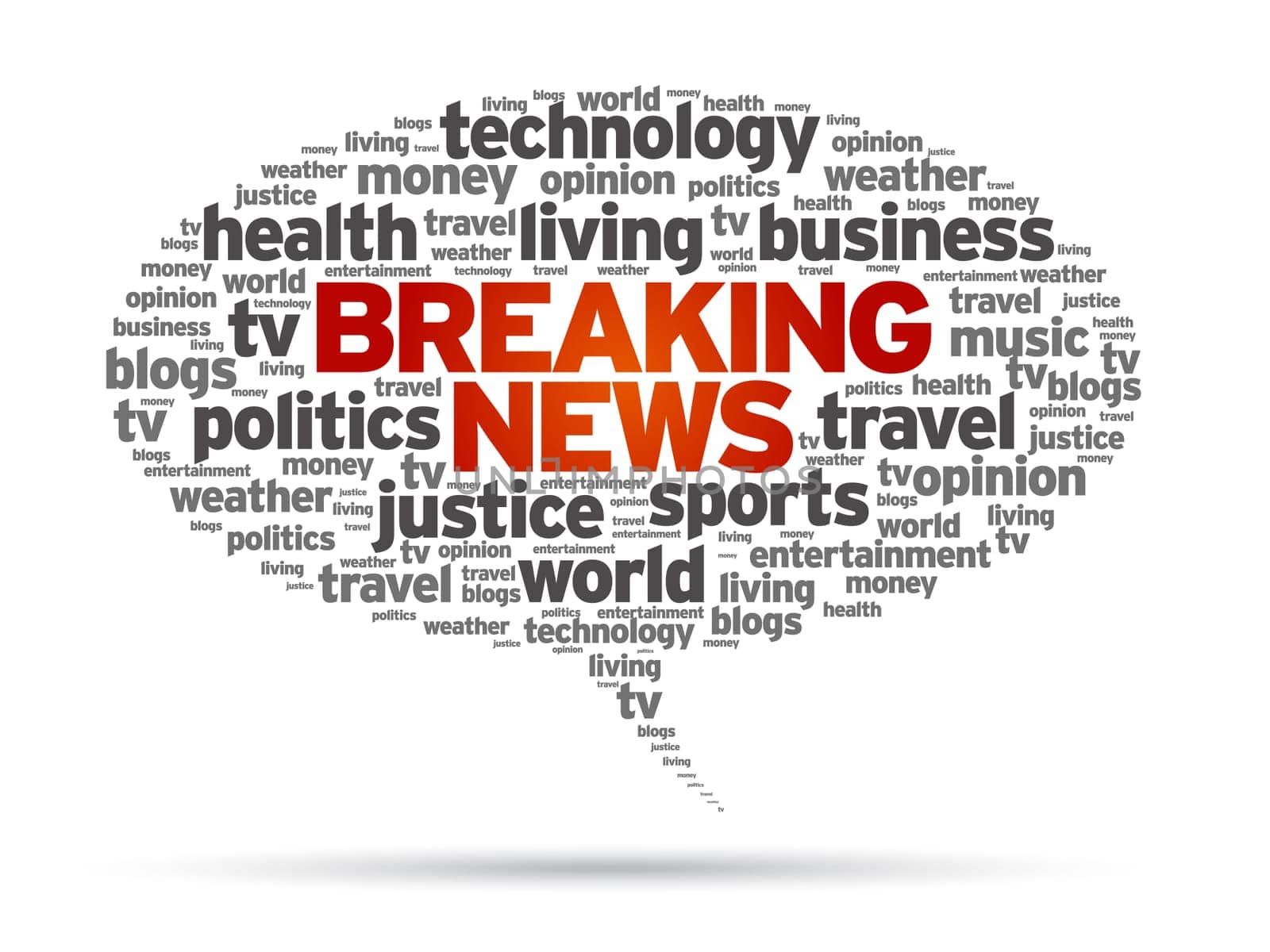 Breaking News speech bubble illustration on white background.
