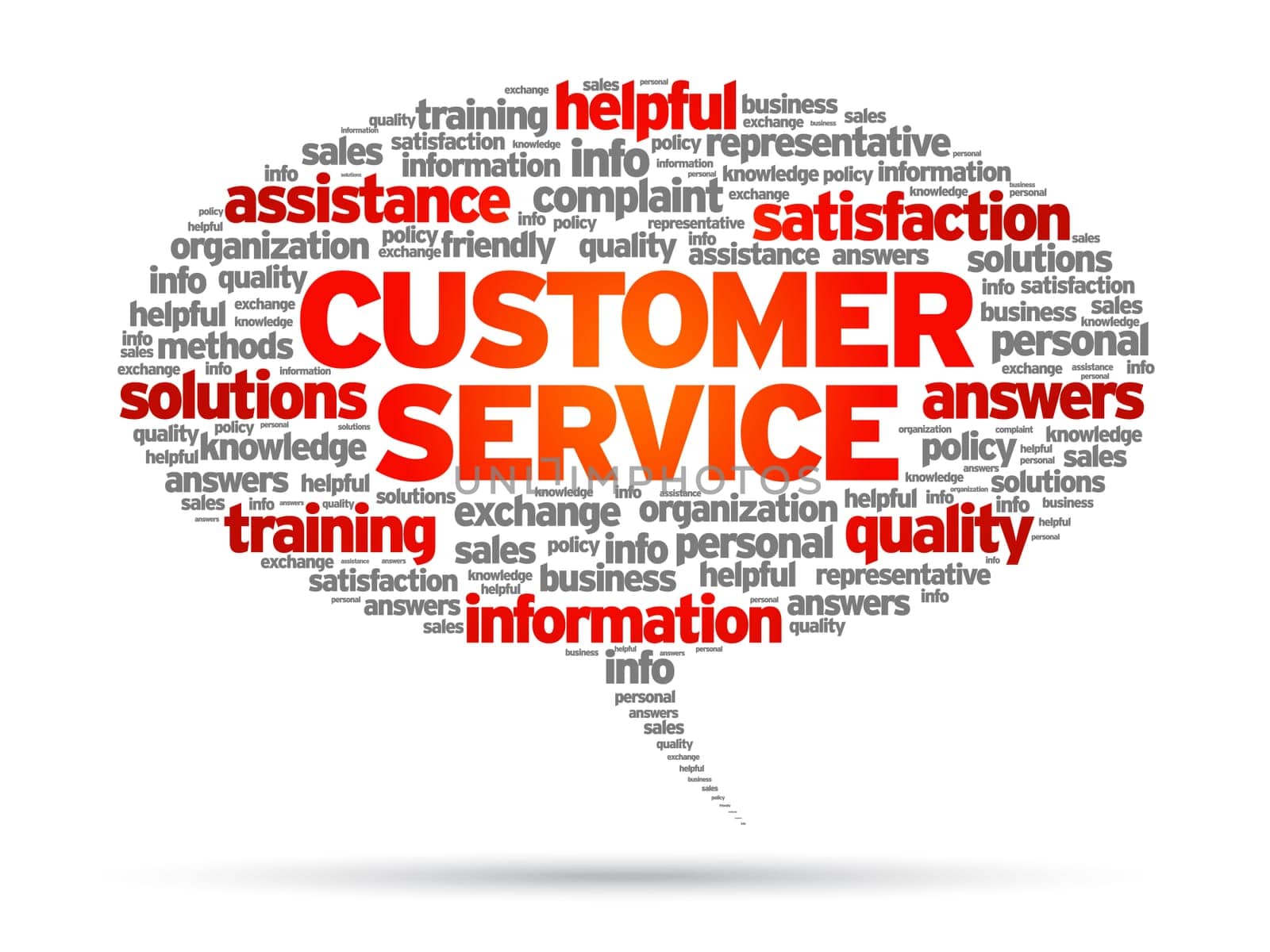 Customer Service speech bubble illustration on white background.
