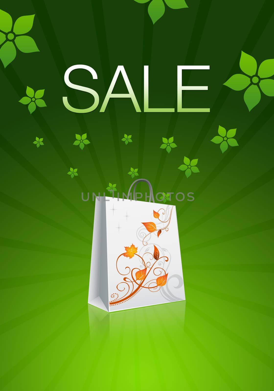High resolution Sale illustration with floral elements.