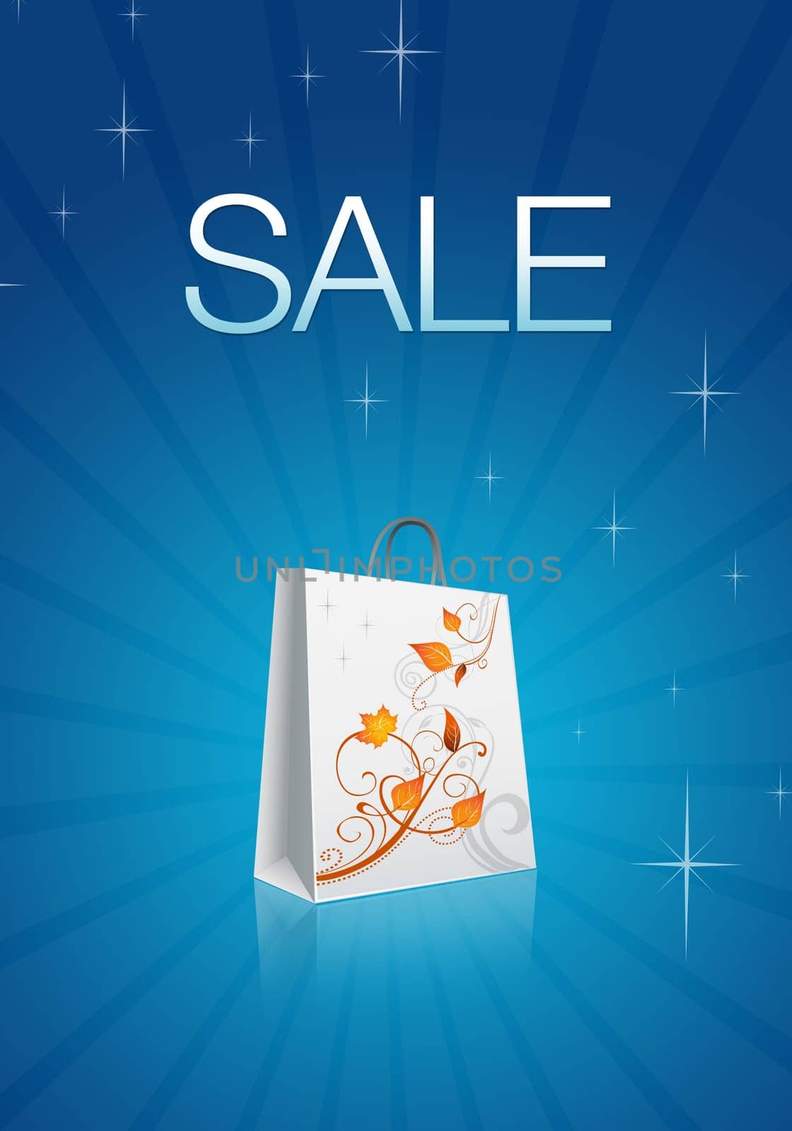 High Resolution sales illustration on blue background.