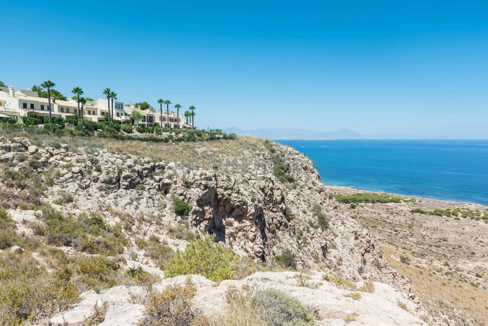 Beautiful view of houses on a cliff in Alicante in southern Spain