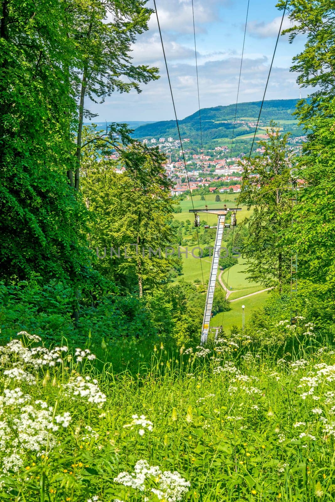 Ski lift in summer
