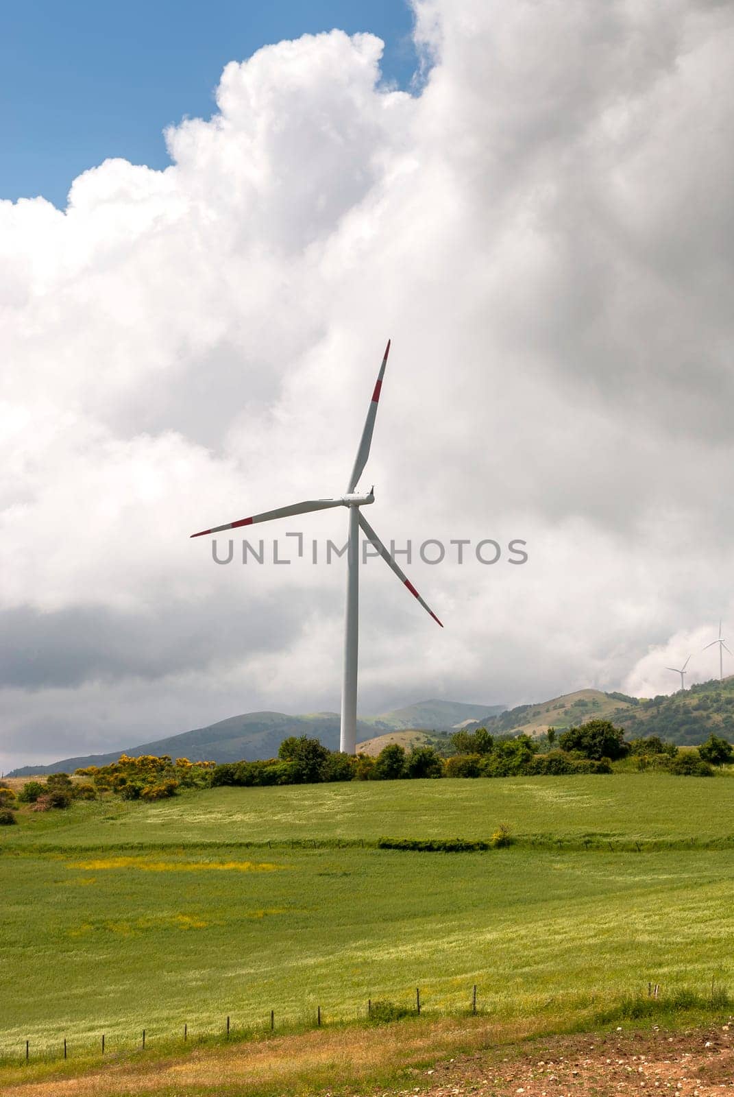 wind turbines on the hills of Salerno in Italy