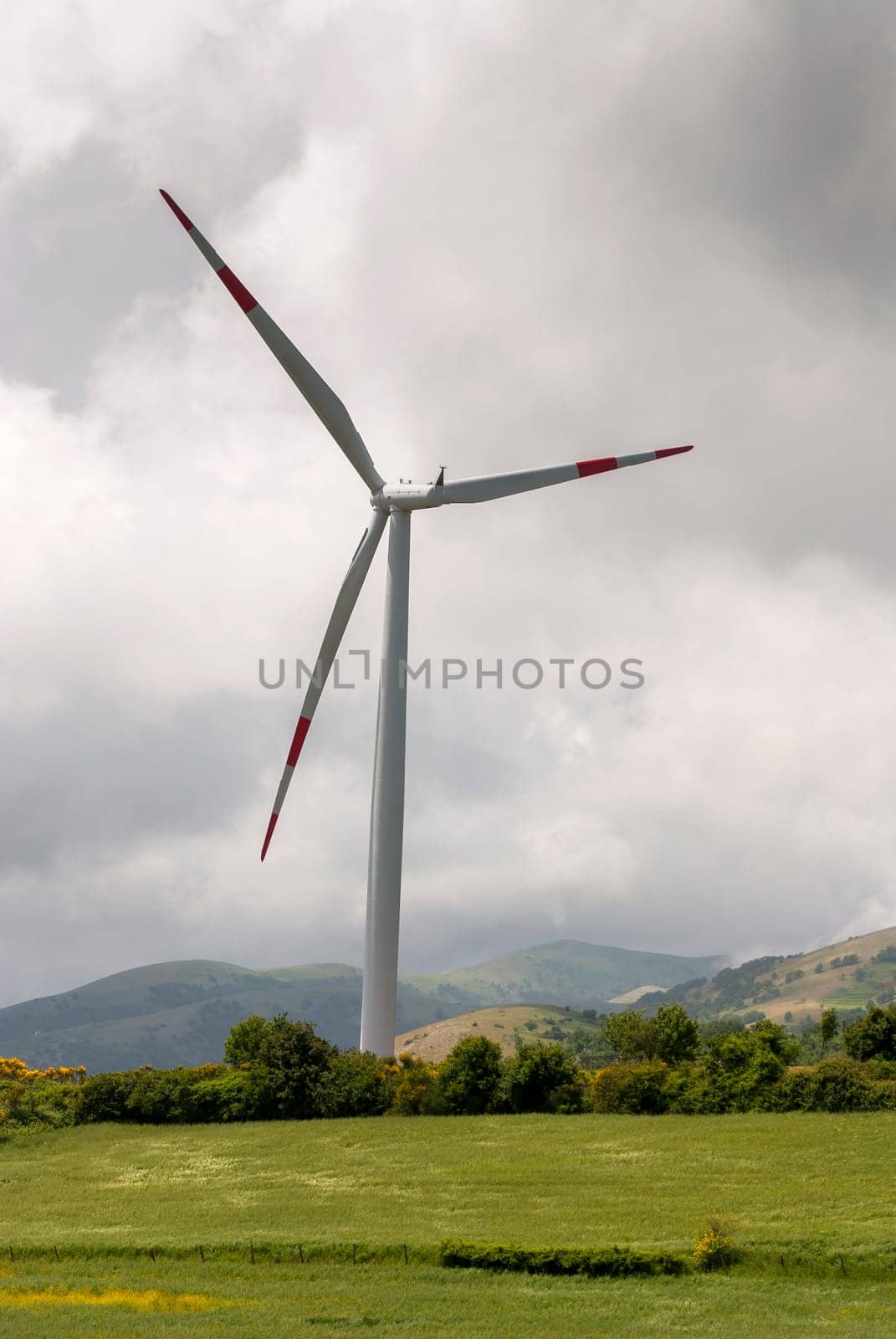 wind turbines on the hills of Salerno in Italy