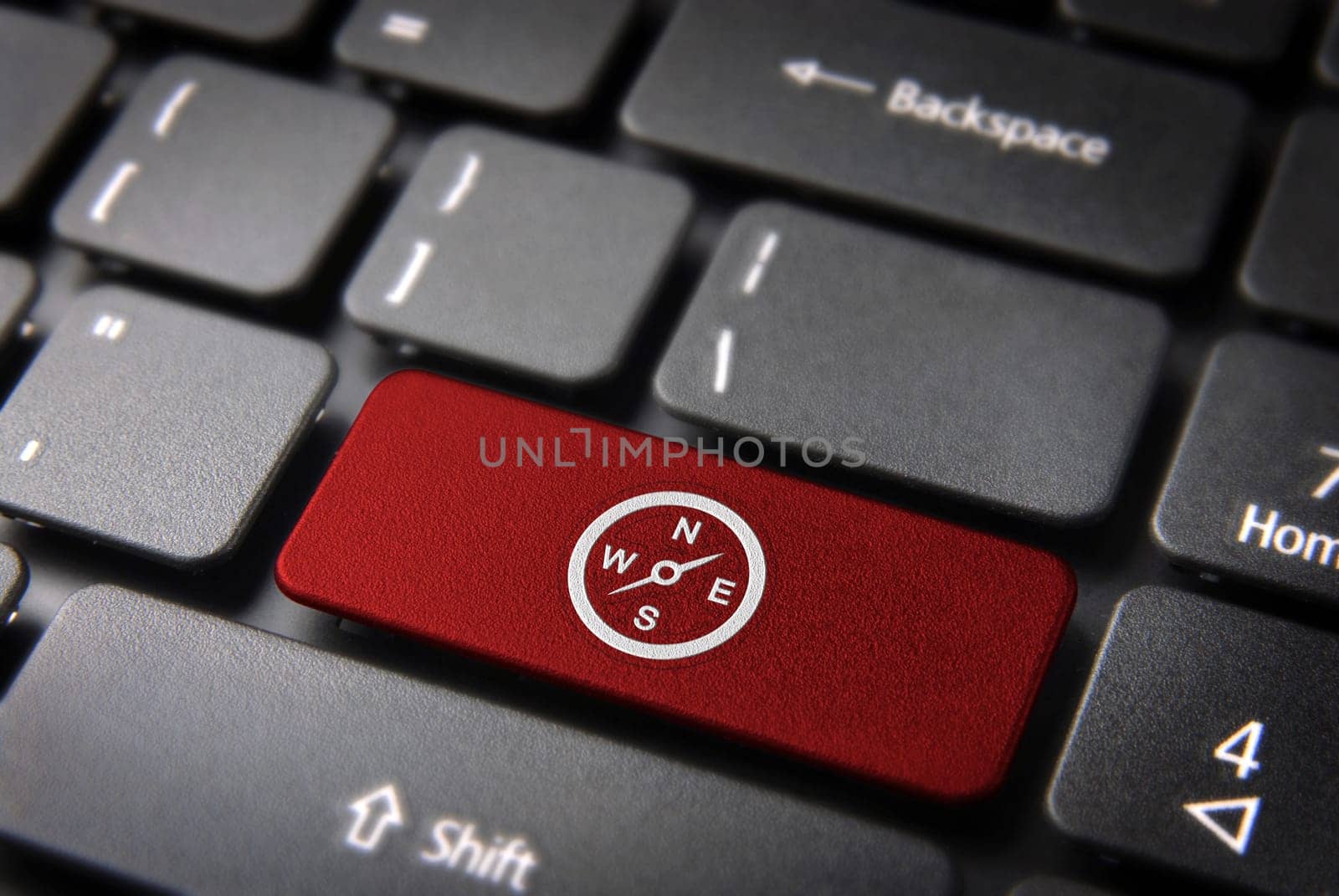 Internet key with Global icon on laptop keyboard. Included clipping path, so you can easily edit it.