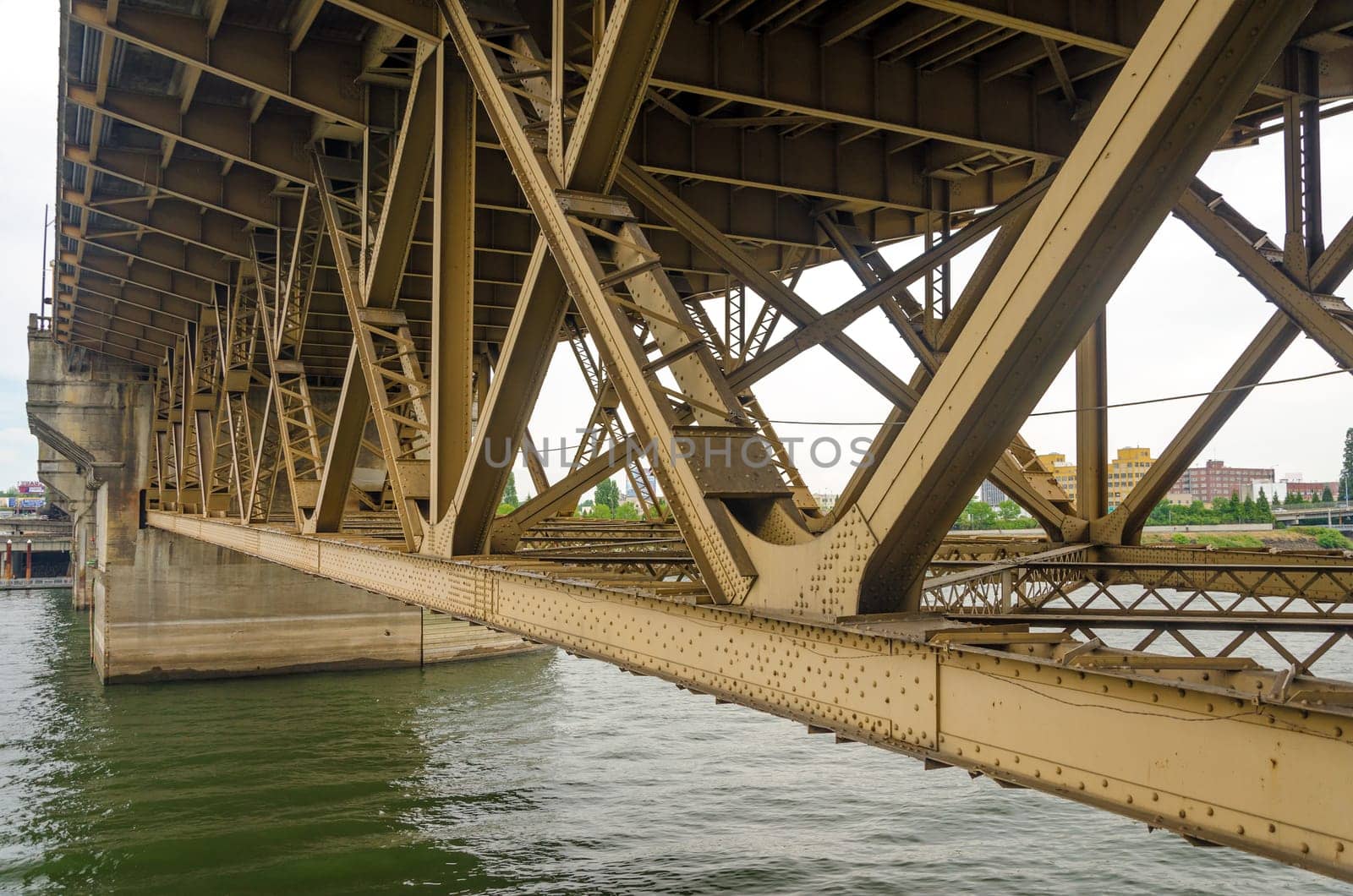 View of the underside of the Burnside Bridge in Portland, Oregon