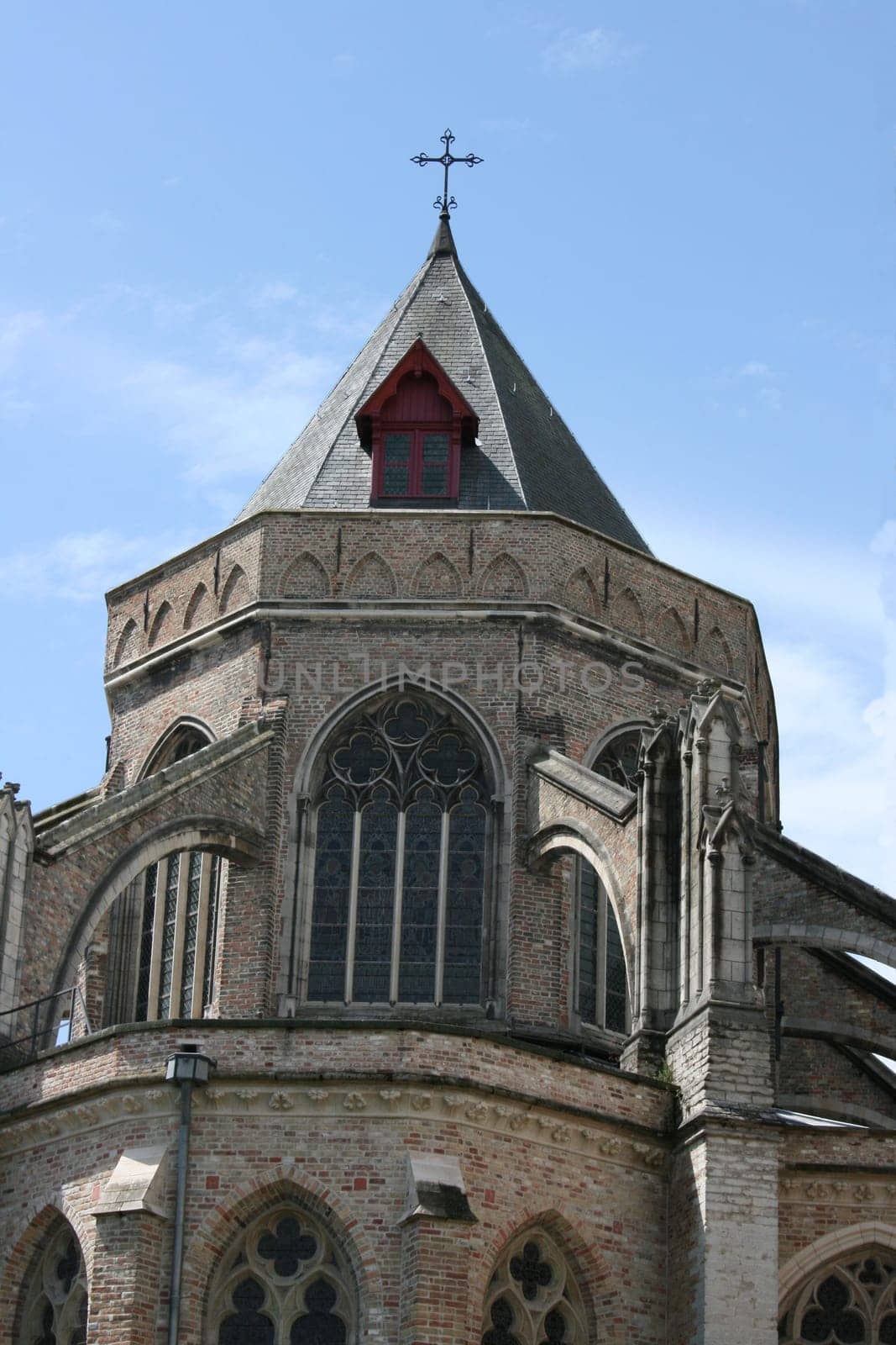 beautiful church tower,with blue sky in the background