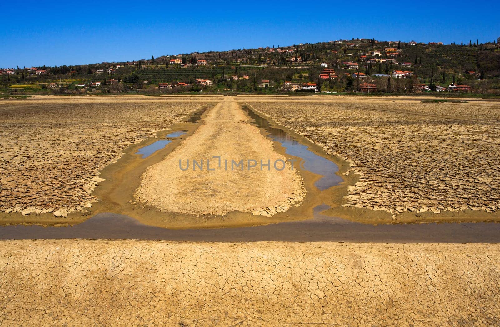 View of Salt evaporation ponds in Secovlje, Slovenia