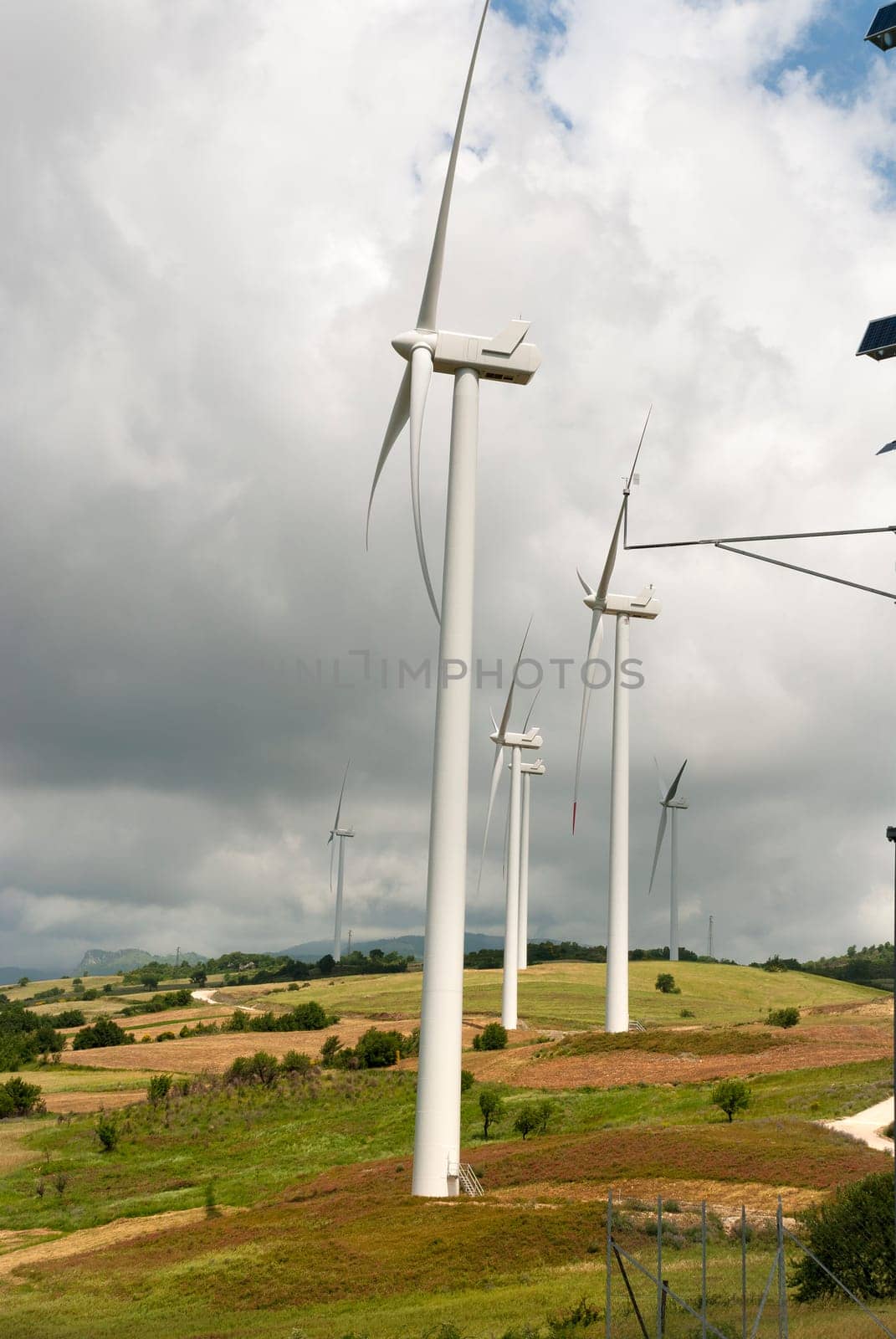 wind turbines in the countryside of Salerno in Italy