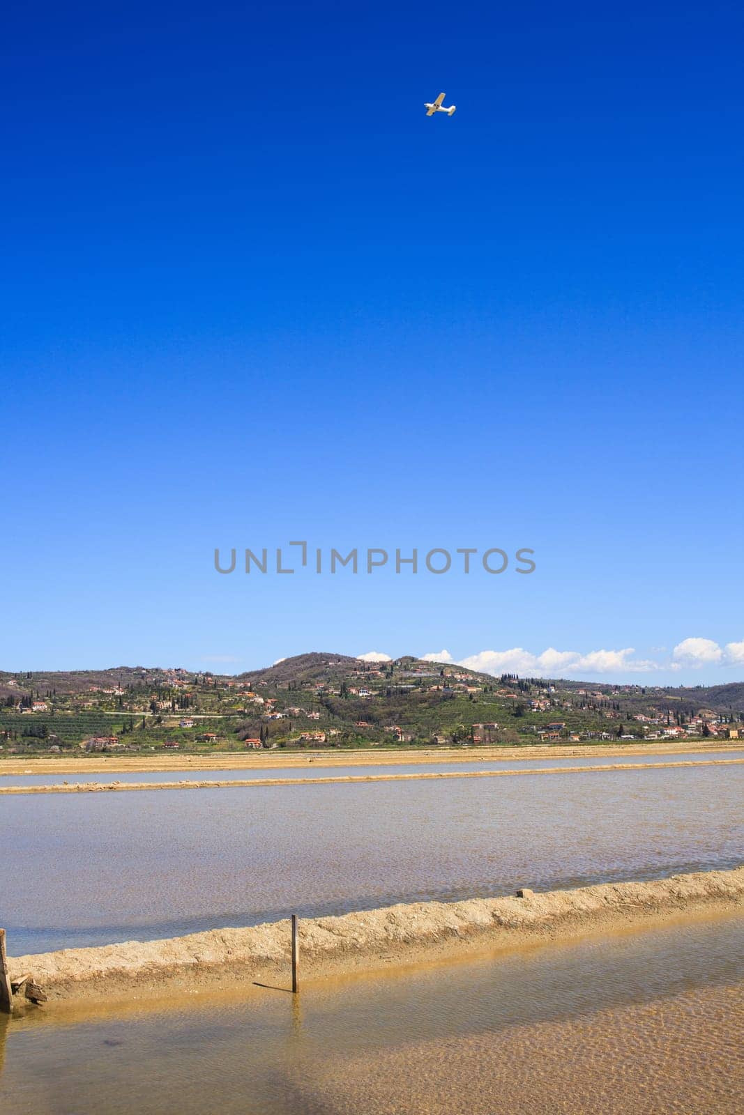 View of Salt evaporation ponds in Secovlje, Slovenia