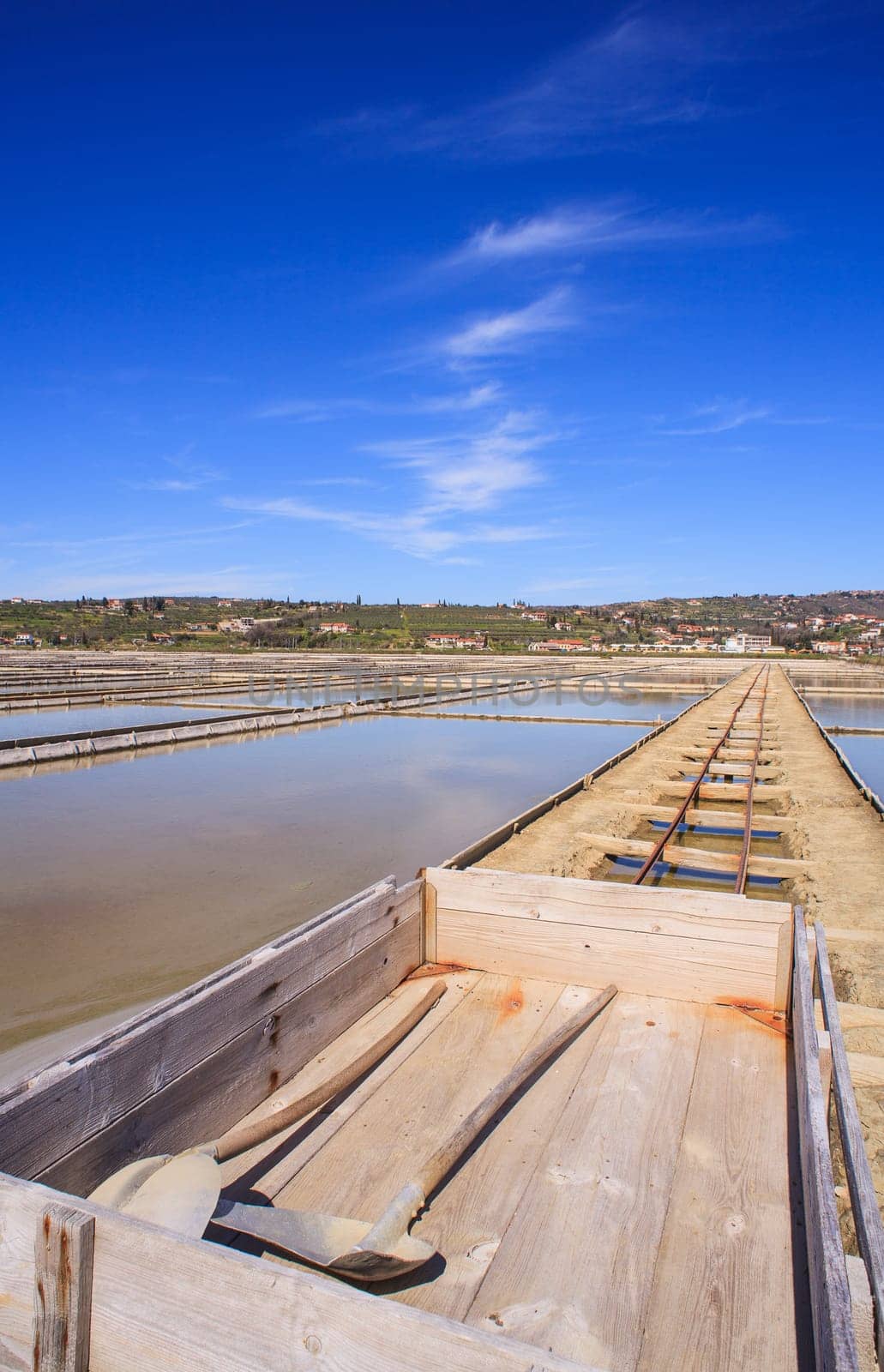 View of Salt evaporation ponds in Secovlje, Slovenia