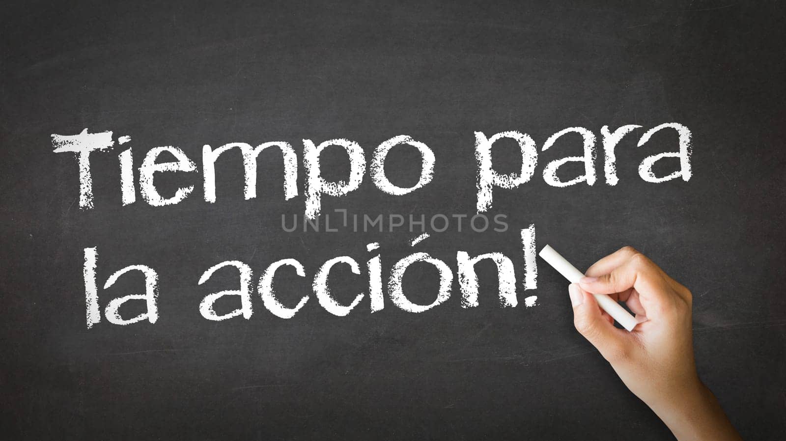 A person drawing and pointing at a Time for Action Chalk Illustration