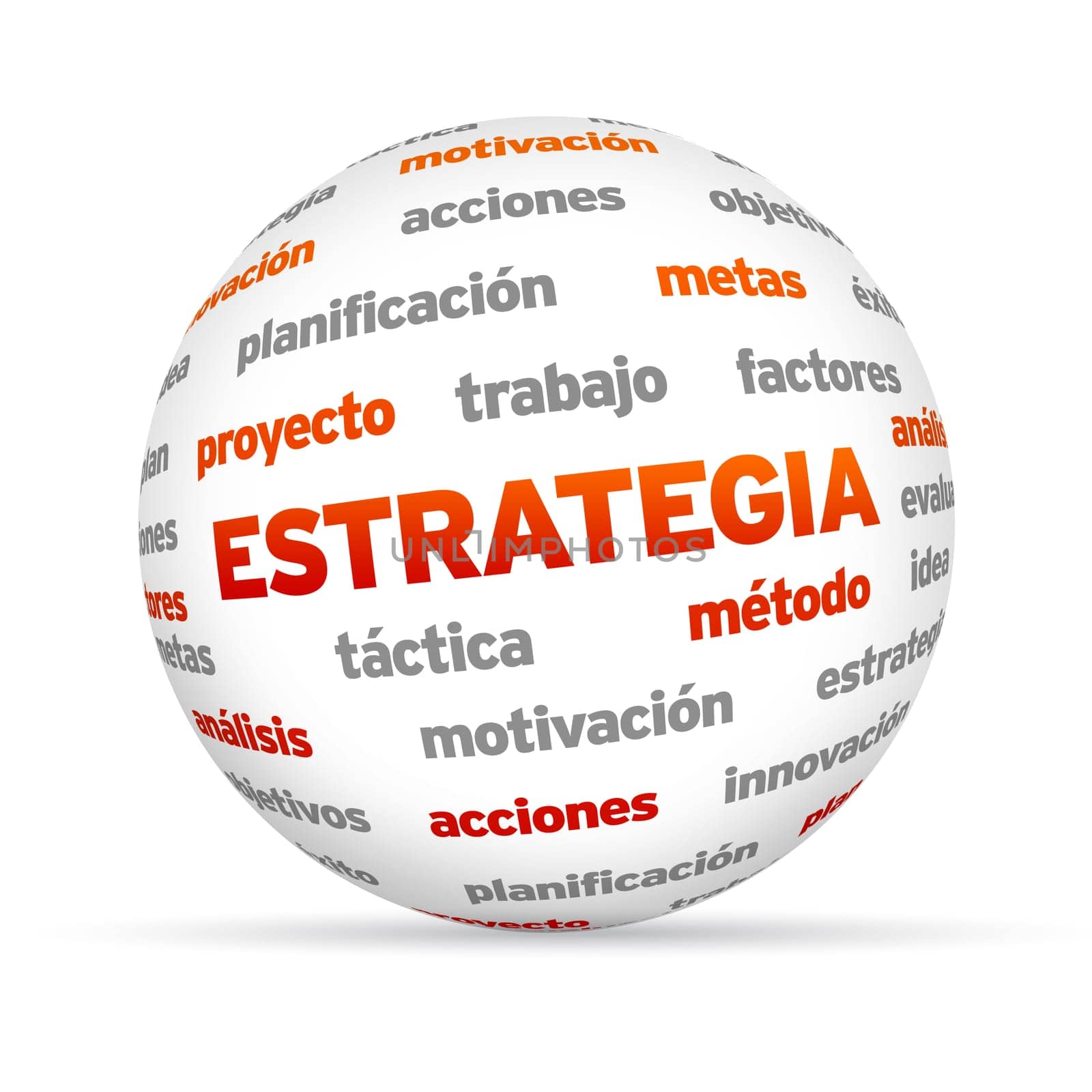 3d Strategy Word Sphere isolated on white background.