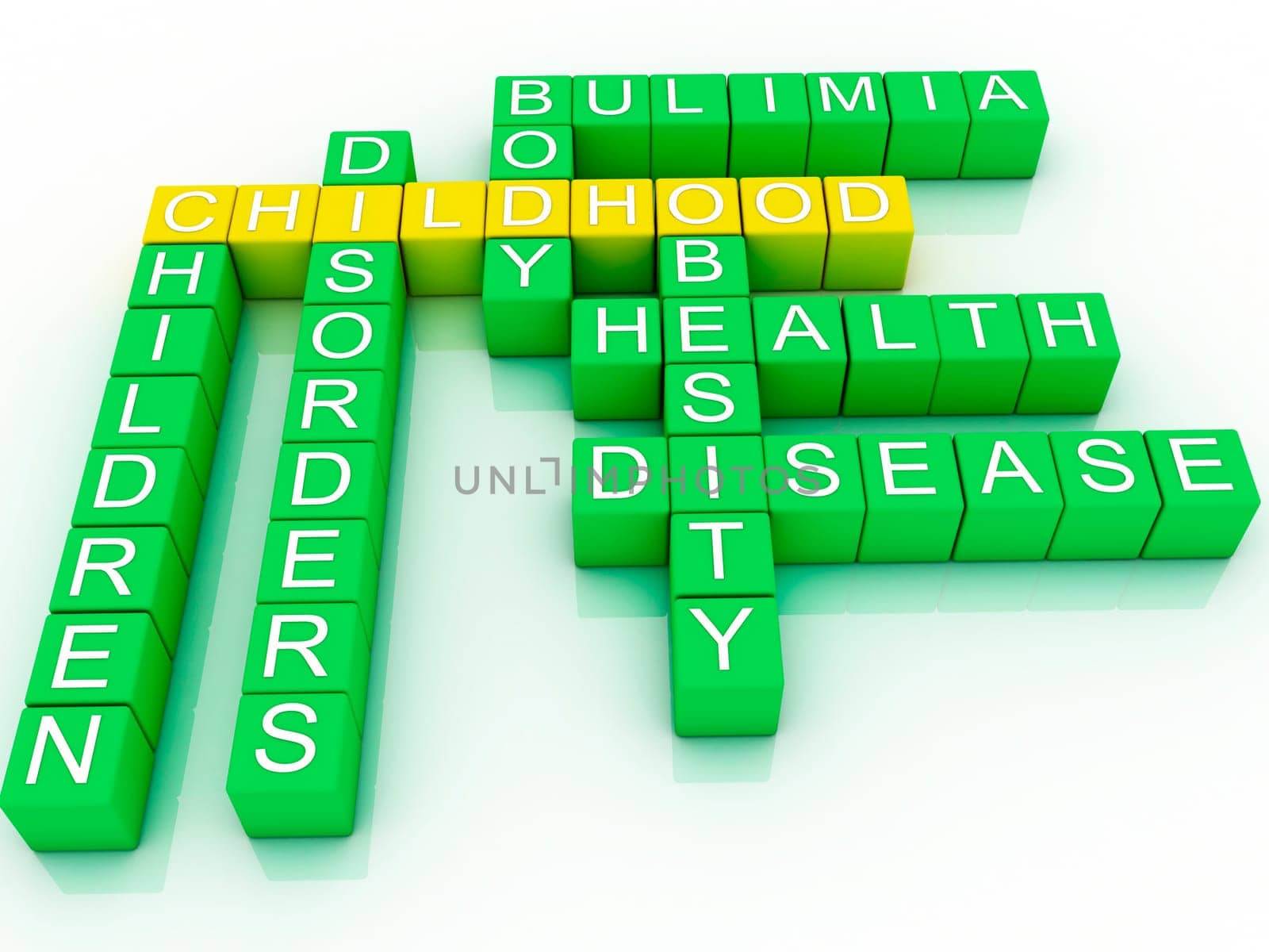 3d illustration concept of childhood health