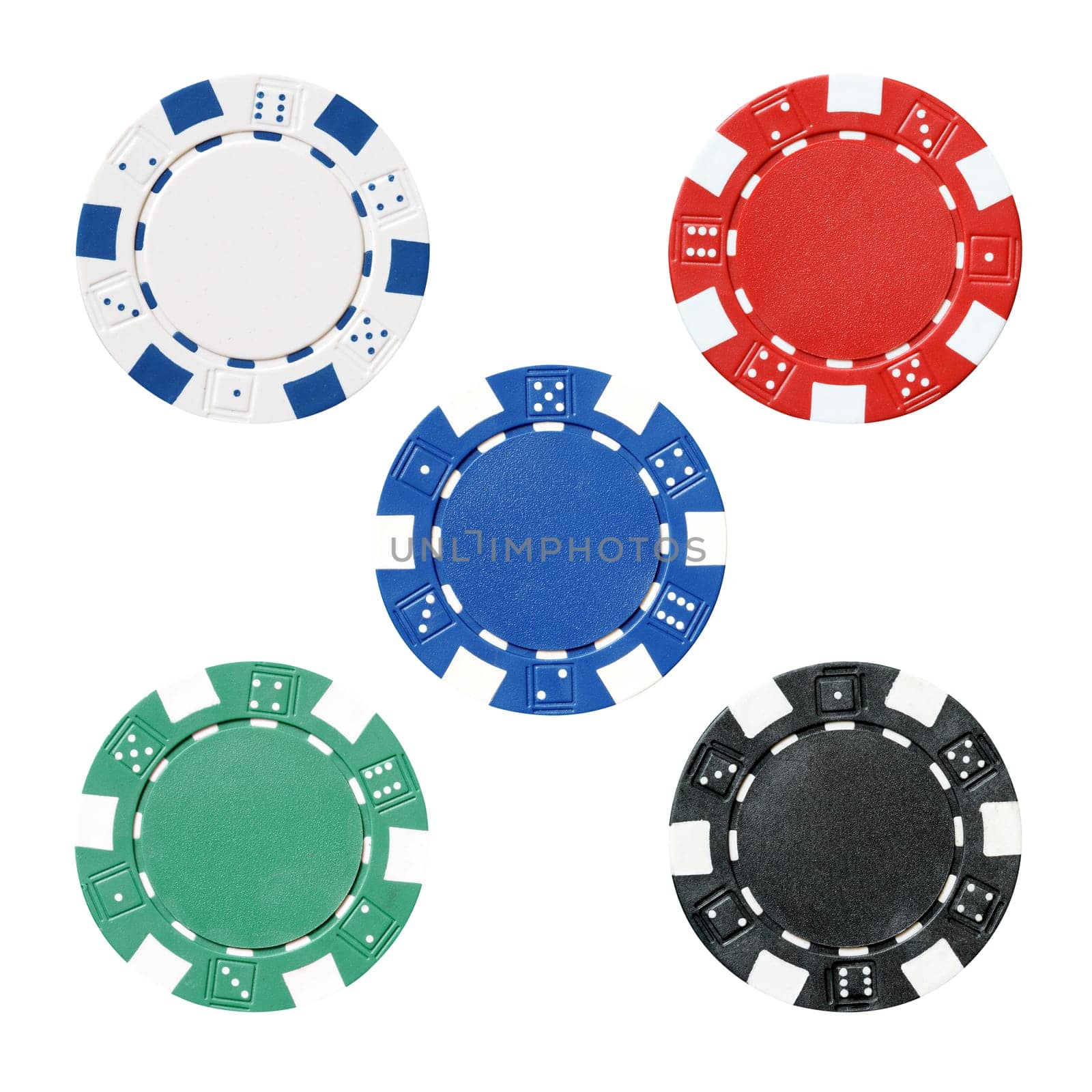 set of poker chips isolated