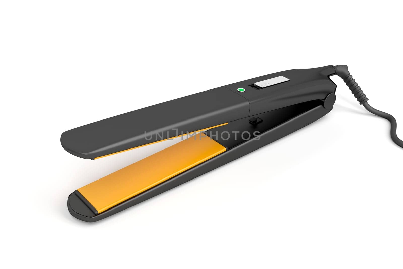Ceramic hair straightener on white background