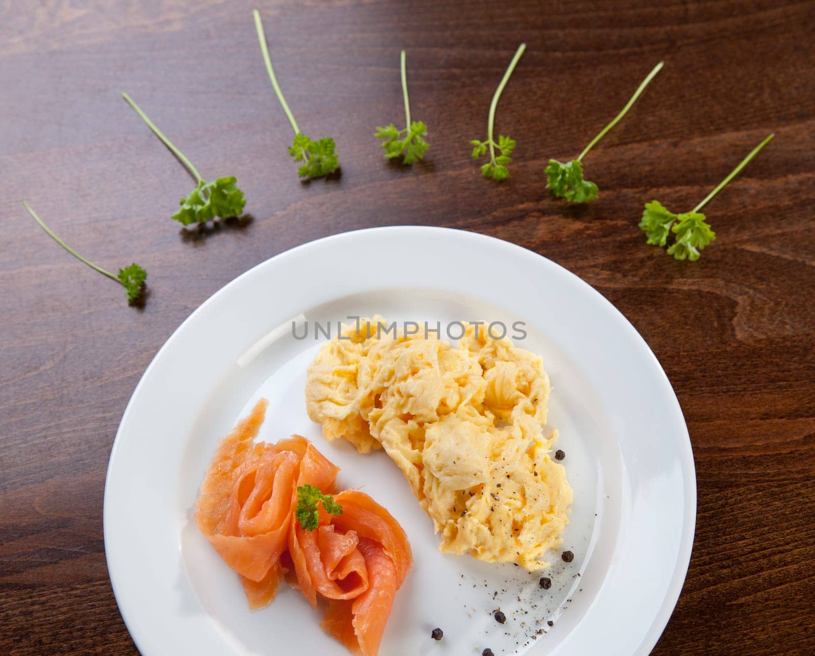 Salmon and scrambled eggs