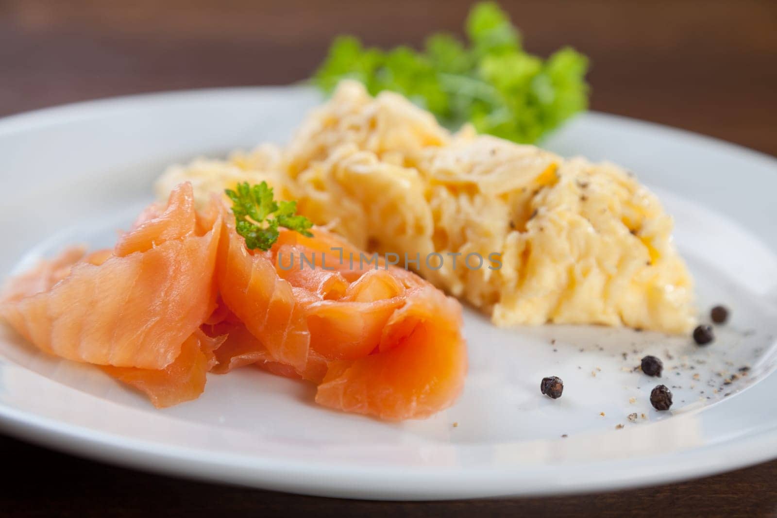 Salmon and scrambled eggs