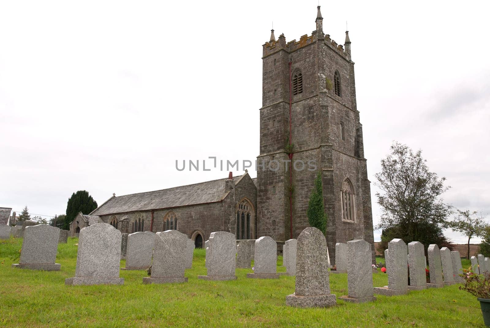 church with cemetery in Port Isaac in Cornwall