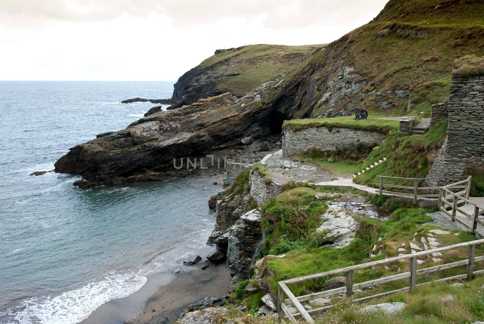 bay of the castle of King Arthur at Tintagel in Cornwall
