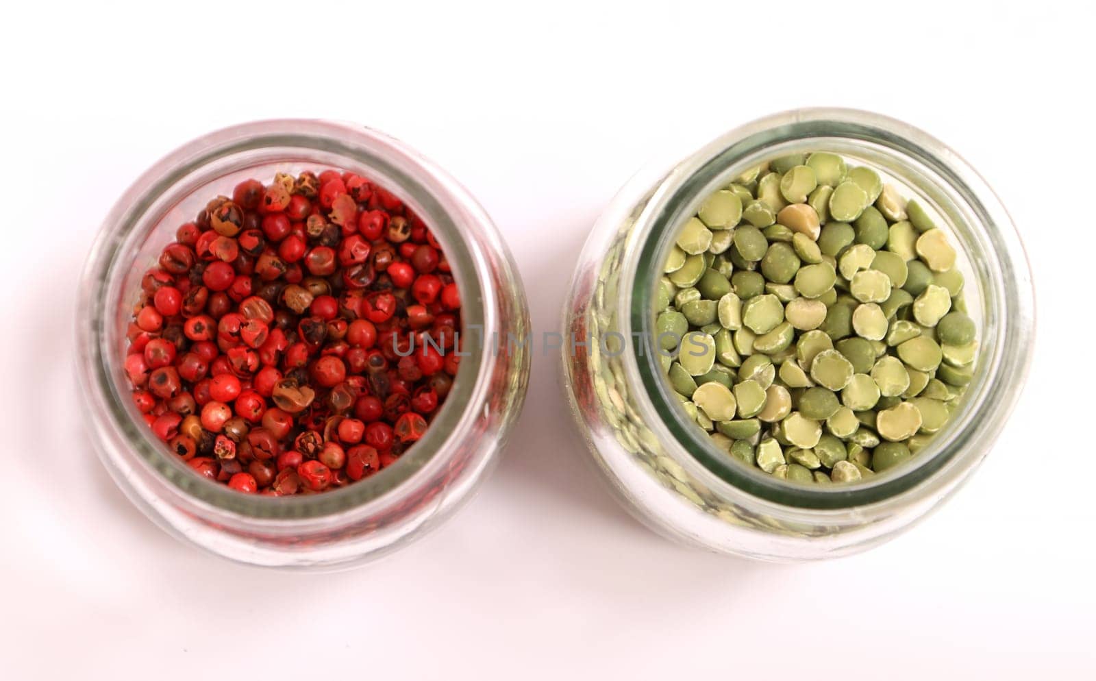 Variety of spices in a glass pot..