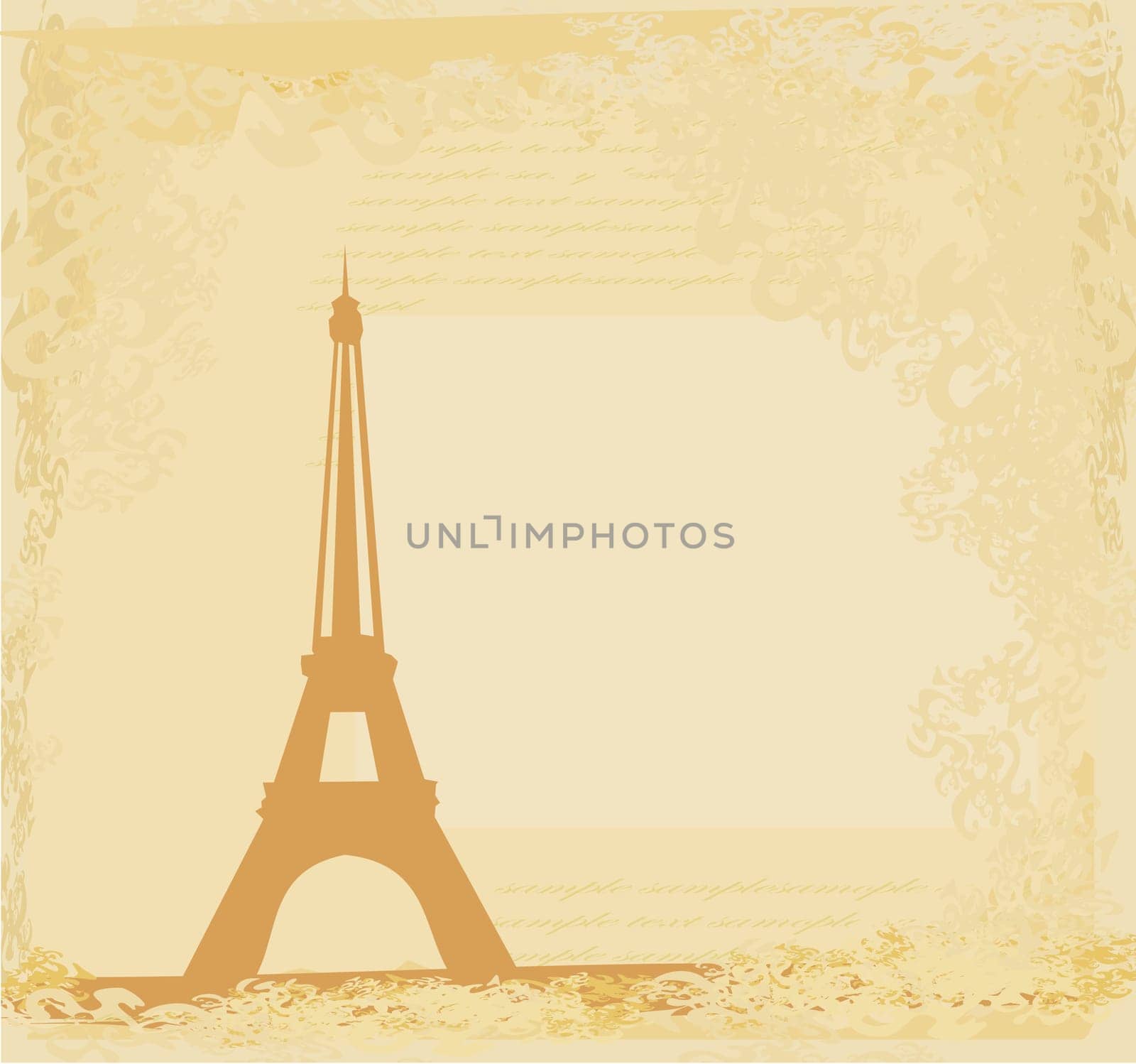 vintage retro Eiffel card on abstract background