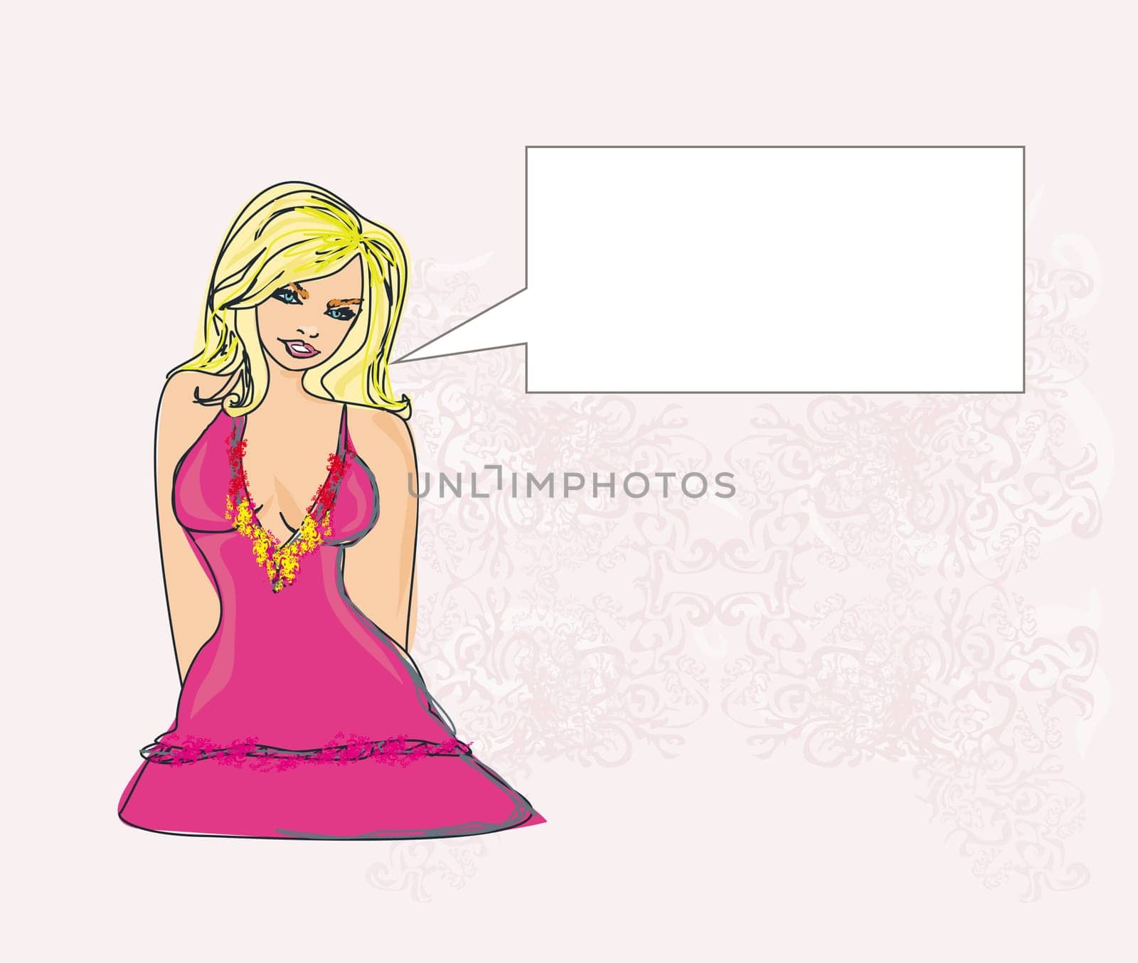 Pop art vector illustration of a woman